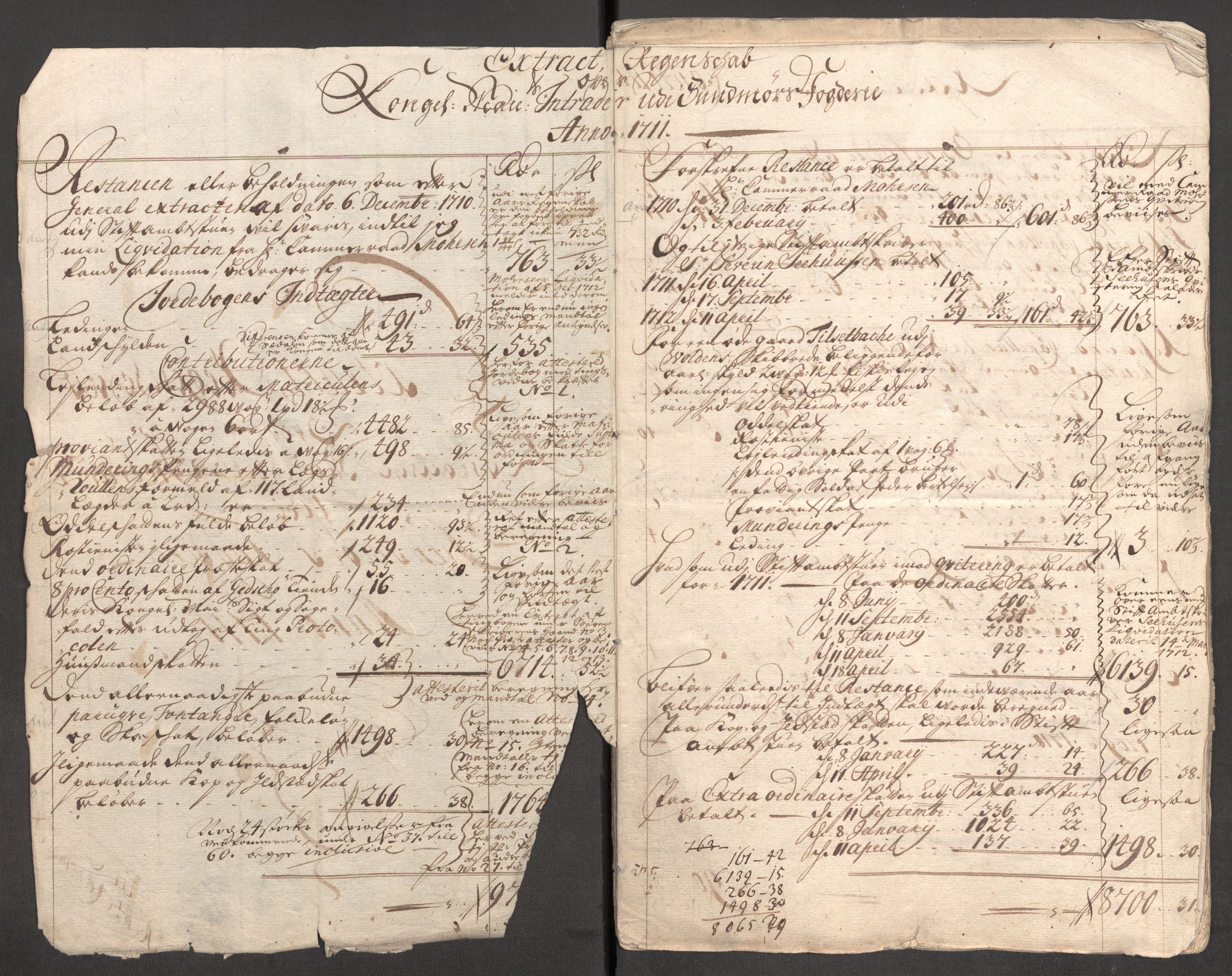 Rentekammeret inntil 1814, Reviderte regnskaper, Fogderegnskap, AV/RA-EA-4092/R54/L3564: Fogderegnskap Sunnmøre, 1711, p. 5