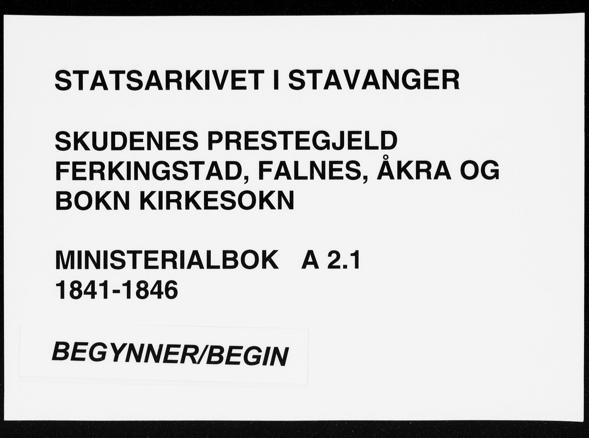 Skudenes sokneprestkontor, SAST/A -101849/H/Ha/Haa/L0002: Parish register (official) no. A 2.1, 1841-1846