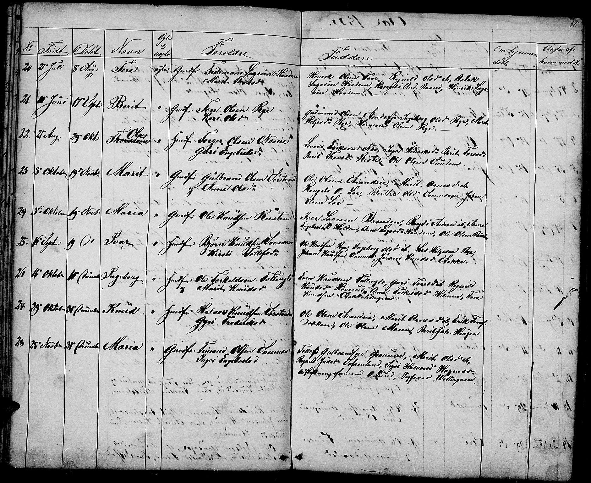 Nord-Aurdal prestekontor, SAH/PREST-132/H/Ha/Hab/L0003: Parish register (copy) no. 3, 1842-1882, p. 51