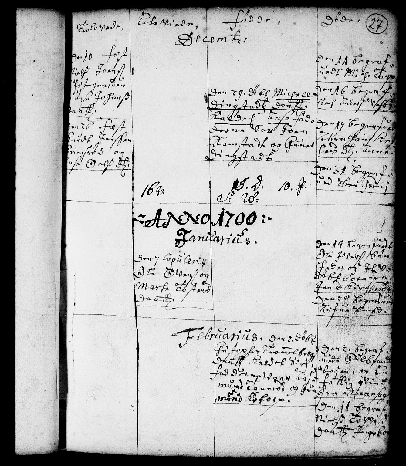 Spydeberg prestekontor Kirkebøker, SAO/A-10924/F/Fa/L0001: Parish register (official) no. I 1, 1696-1738, p. 27