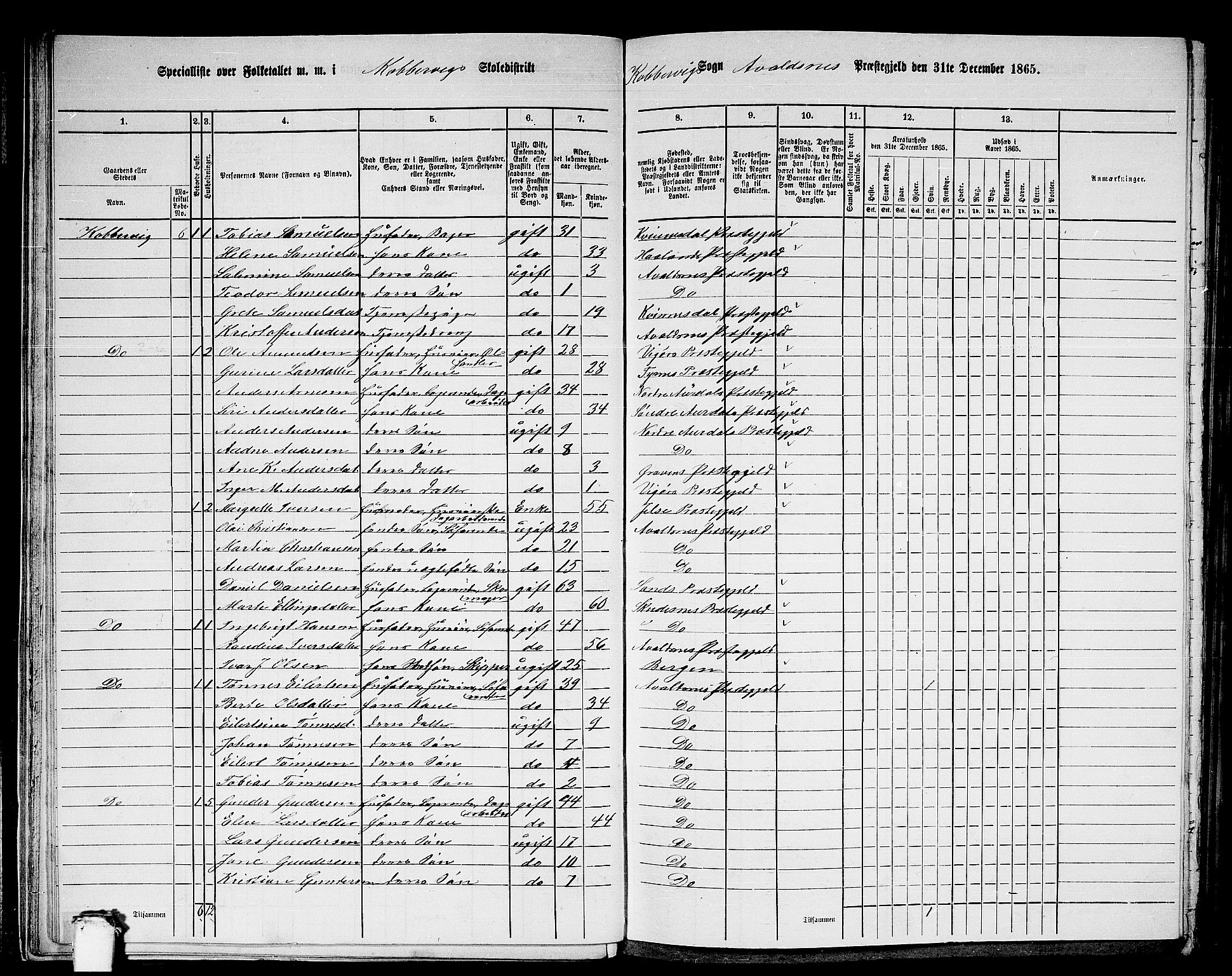 RA, 1865 census for Avaldsnes, 1865, p. 34