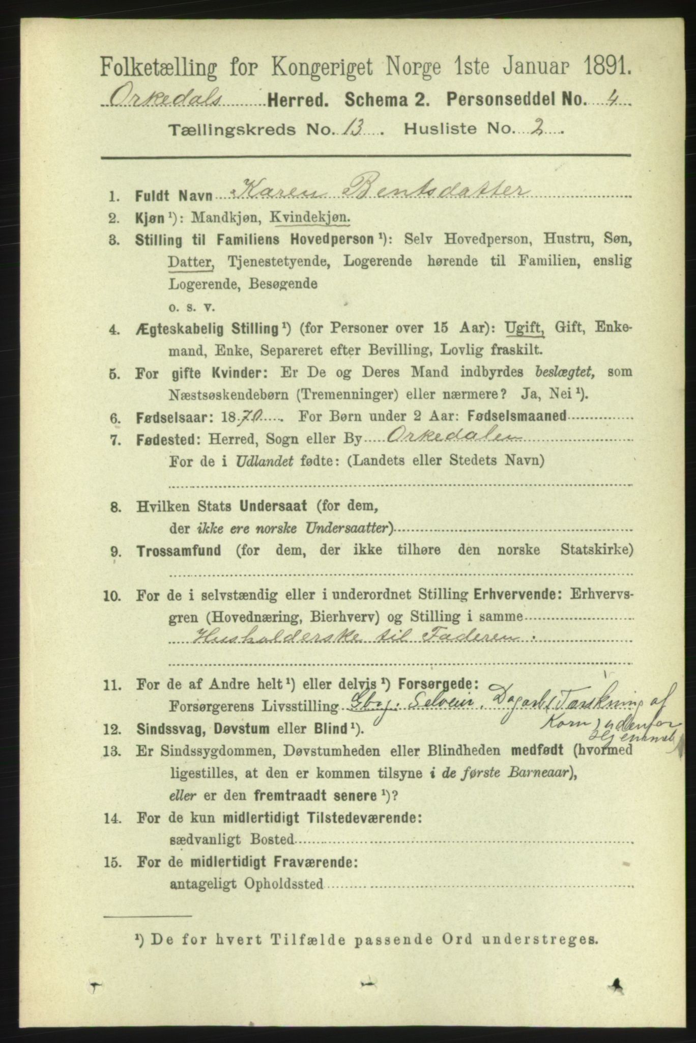 RA, 1891 census for 1638 Orkdal, 1891, p. 6022