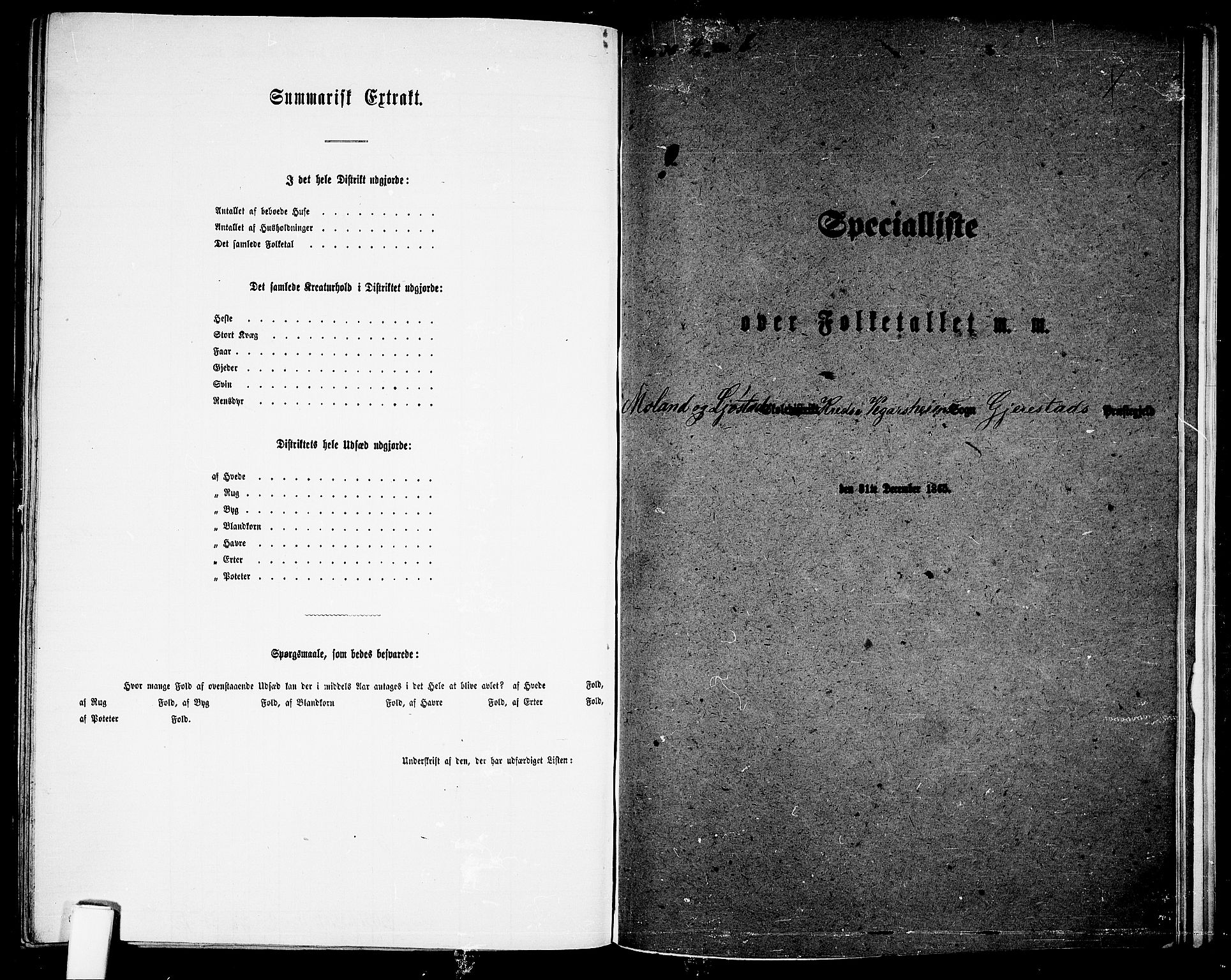 RA, 1865 census for Gjerstad, 1865, p. 184