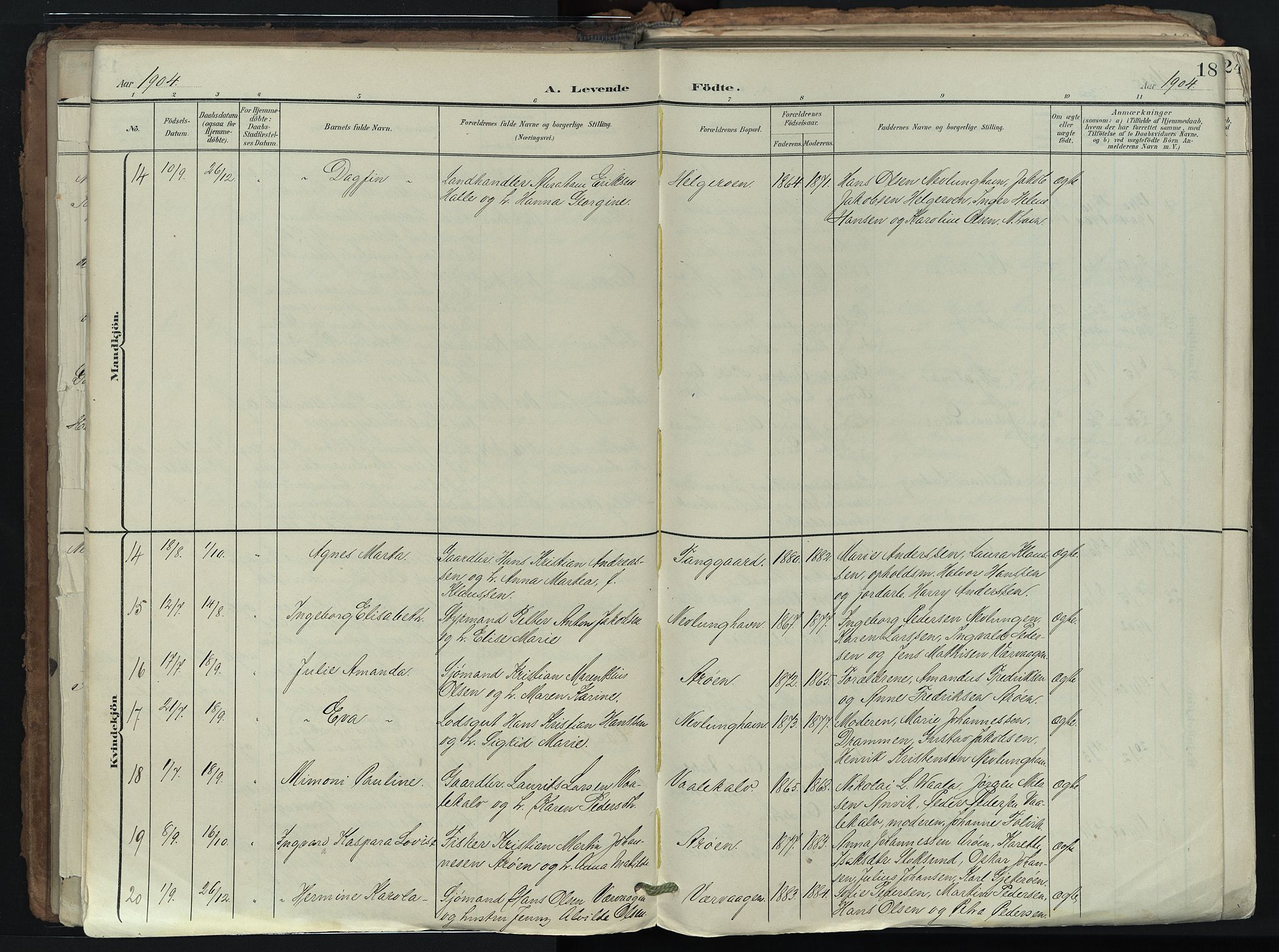 Brunlanes kirkebøker, SAKO/A-342/F/Fb/L0003: Parish register (official) no. II 3, 1900-1922, p. 18