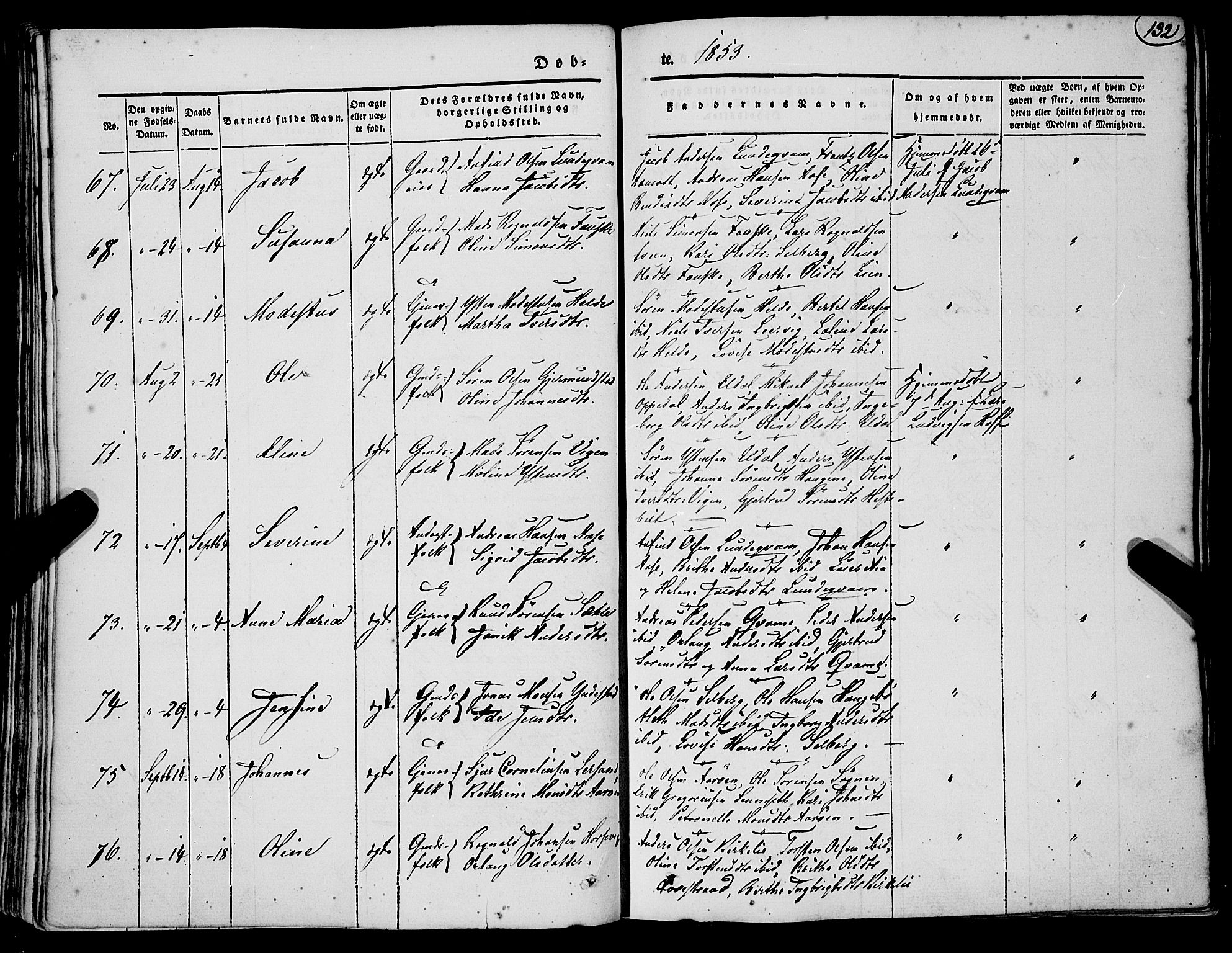 Gaular sokneprestembete, AV/SAB-A-80001/H/Haa: Parish register (official) no. A 4I, 1840-1859, p. 132