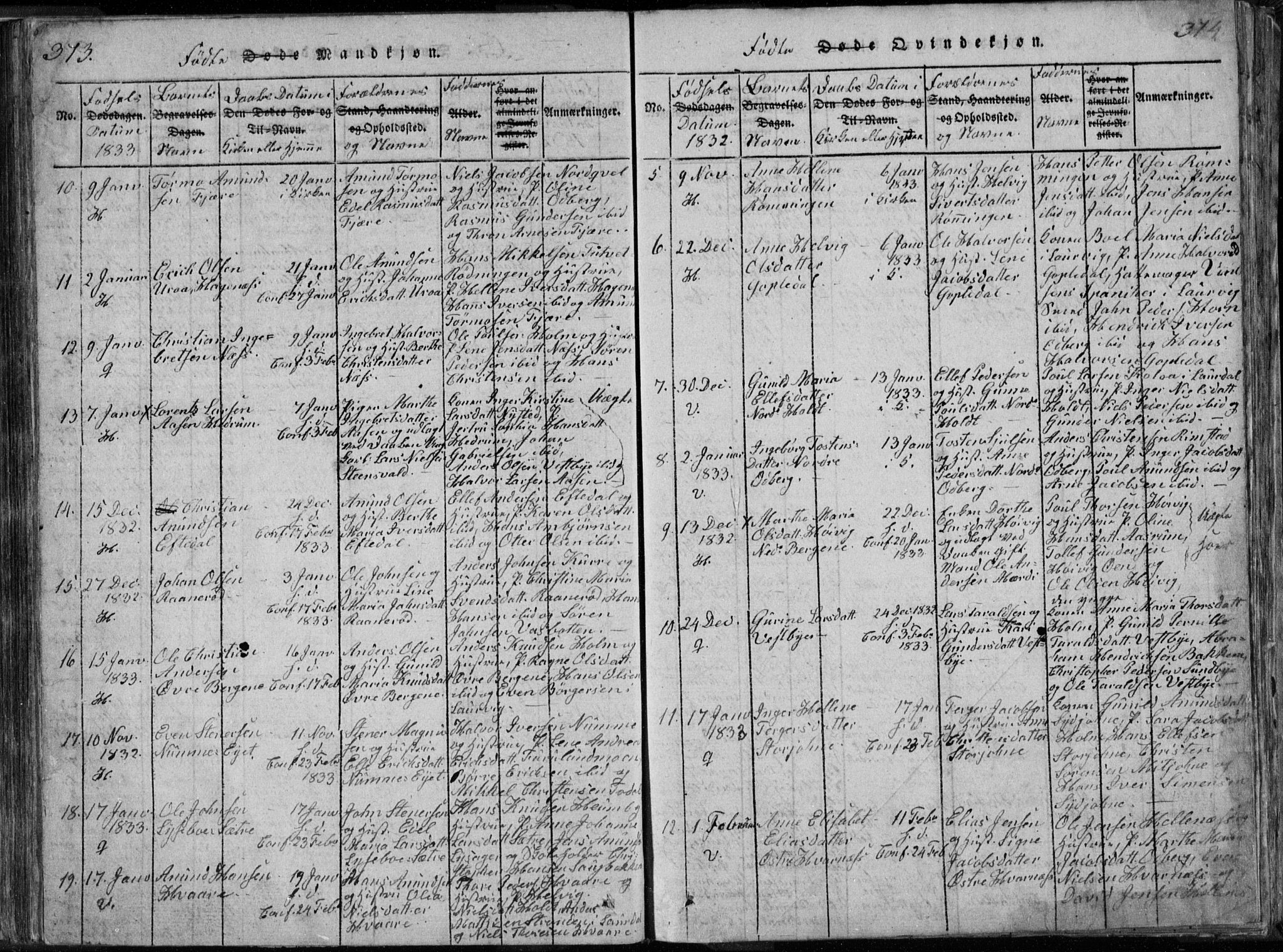 Hedrum kirkebøker, AV/SAKO-A-344/F/Fa/L0004: Parish register (official) no. I 4, 1817-1835, p. 373-374