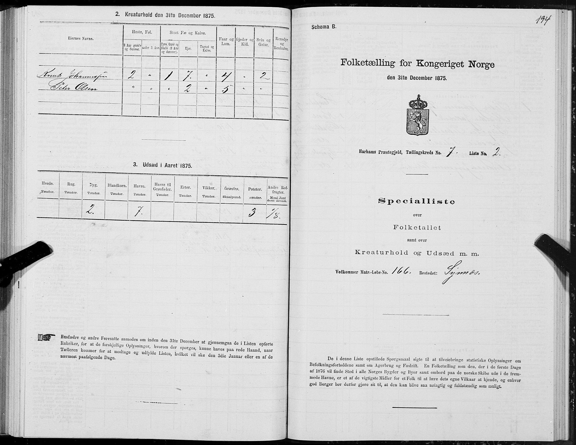 SAT, 1875 census for 1534P Haram, 1875, p. 3194