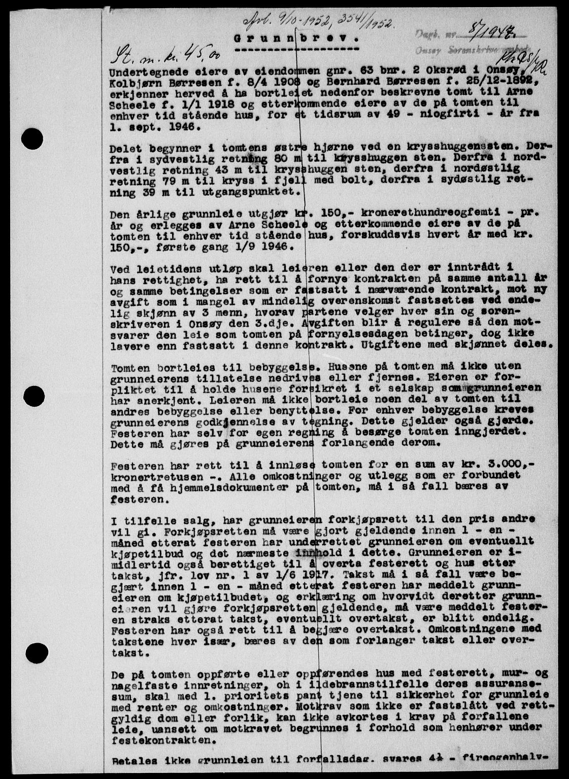 Onsøy sorenskriveri, SAO/A-10474/G/Ga/Gab/L0018: Mortgage book no. II A-18, 1946-1947, Diary no: : 8/1947