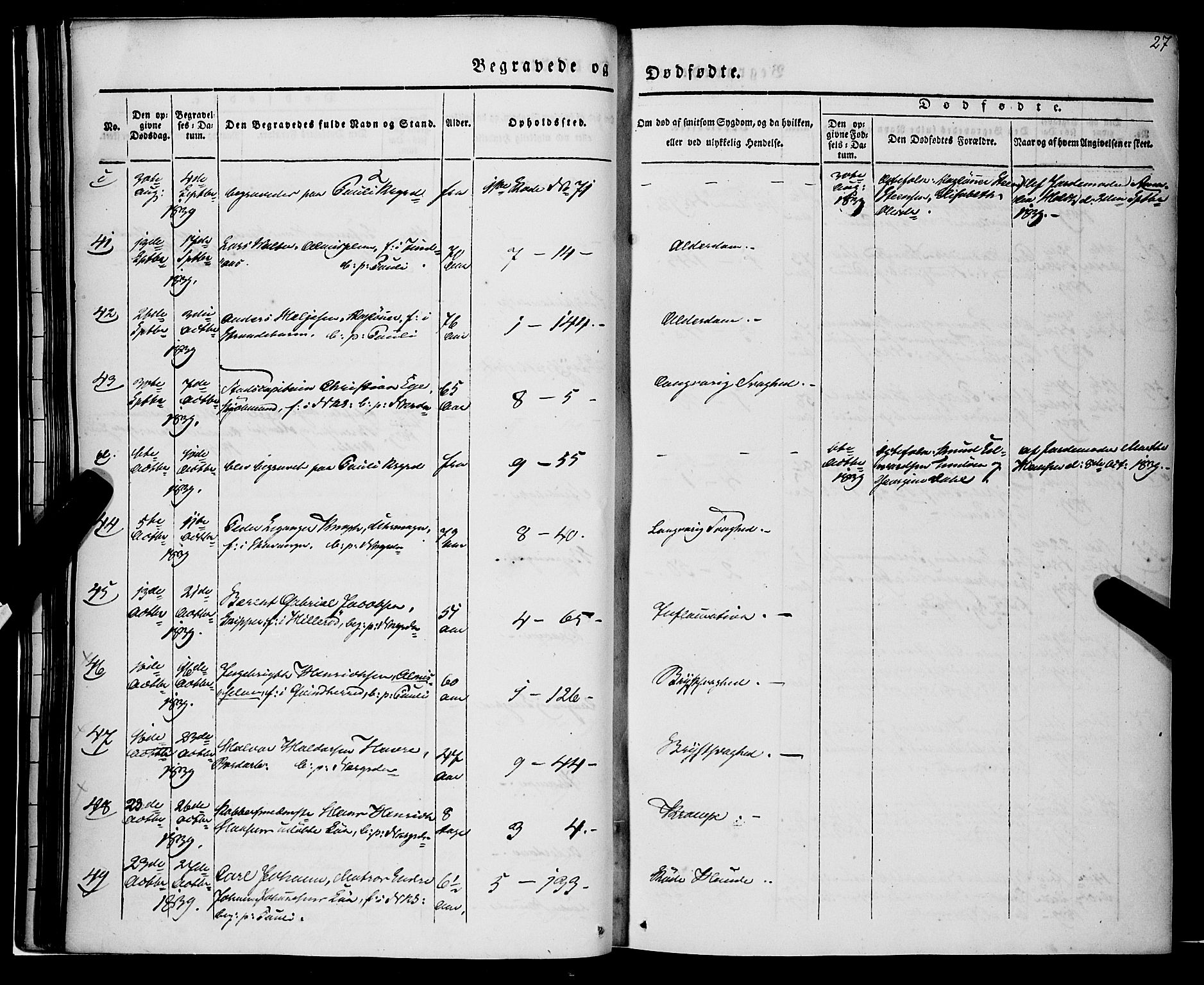 Nykirken Sokneprestembete, AV/SAB-A-77101/H/Haa/L0041: Parish register (official) no. E 1, 1833-1850, p. 27