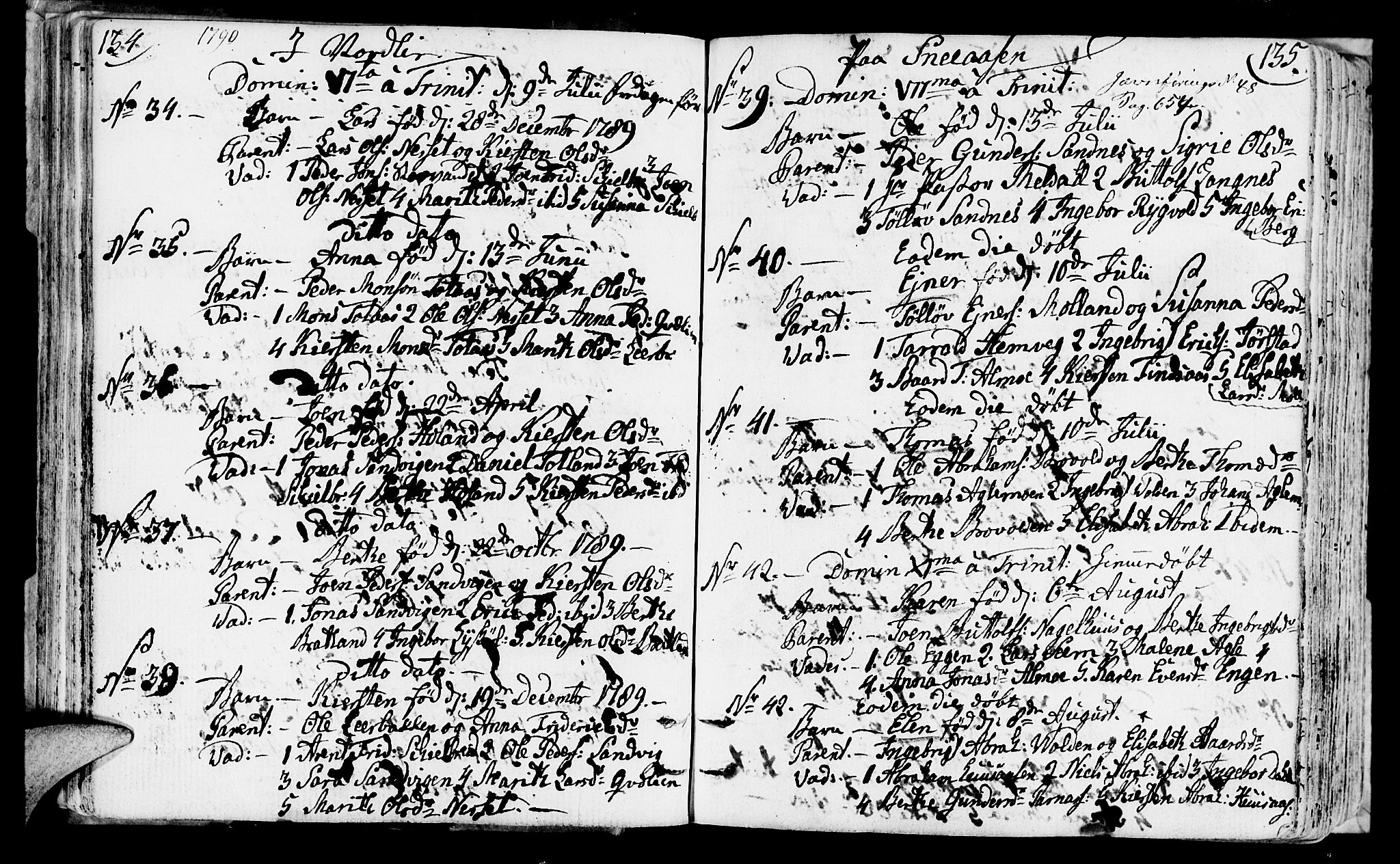 Ministerialprotokoller, klokkerbøker og fødselsregistre - Nord-Trøndelag, SAT/A-1458/749/L0468: Parish register (official) no. 749A02, 1787-1817, p. 134-135
