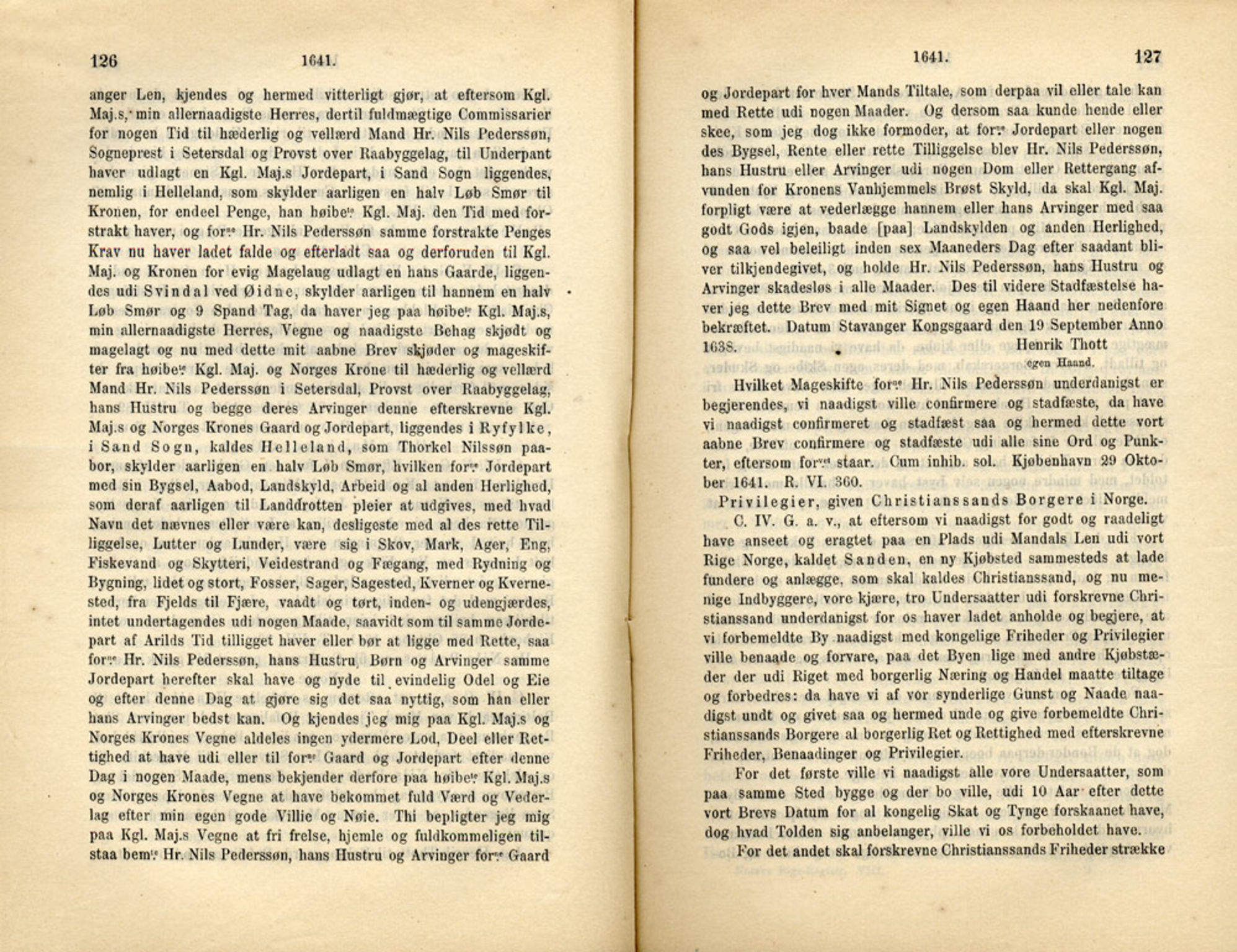 Publikasjoner utgitt av Det Norske Historiske Kildeskriftfond, PUBL/-/-/-: Norske Rigs-Registranter, bind 8, 1641-1648, p. 126-127