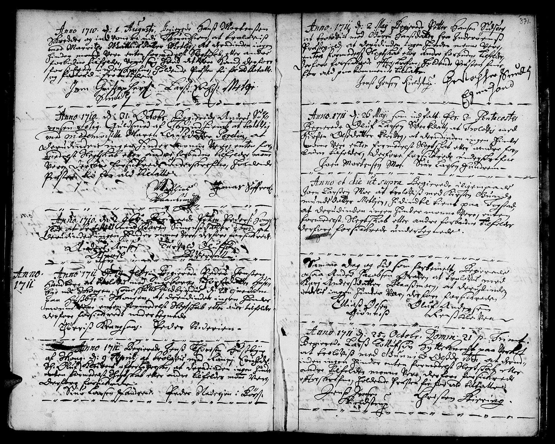 Ministerialprotokoller, klokkerbøker og fødselsregistre - Sør-Trøndelag, SAT/A-1456/668/L0801: Parish register (official) no. 668A01, 1695-1716, p. 370-371