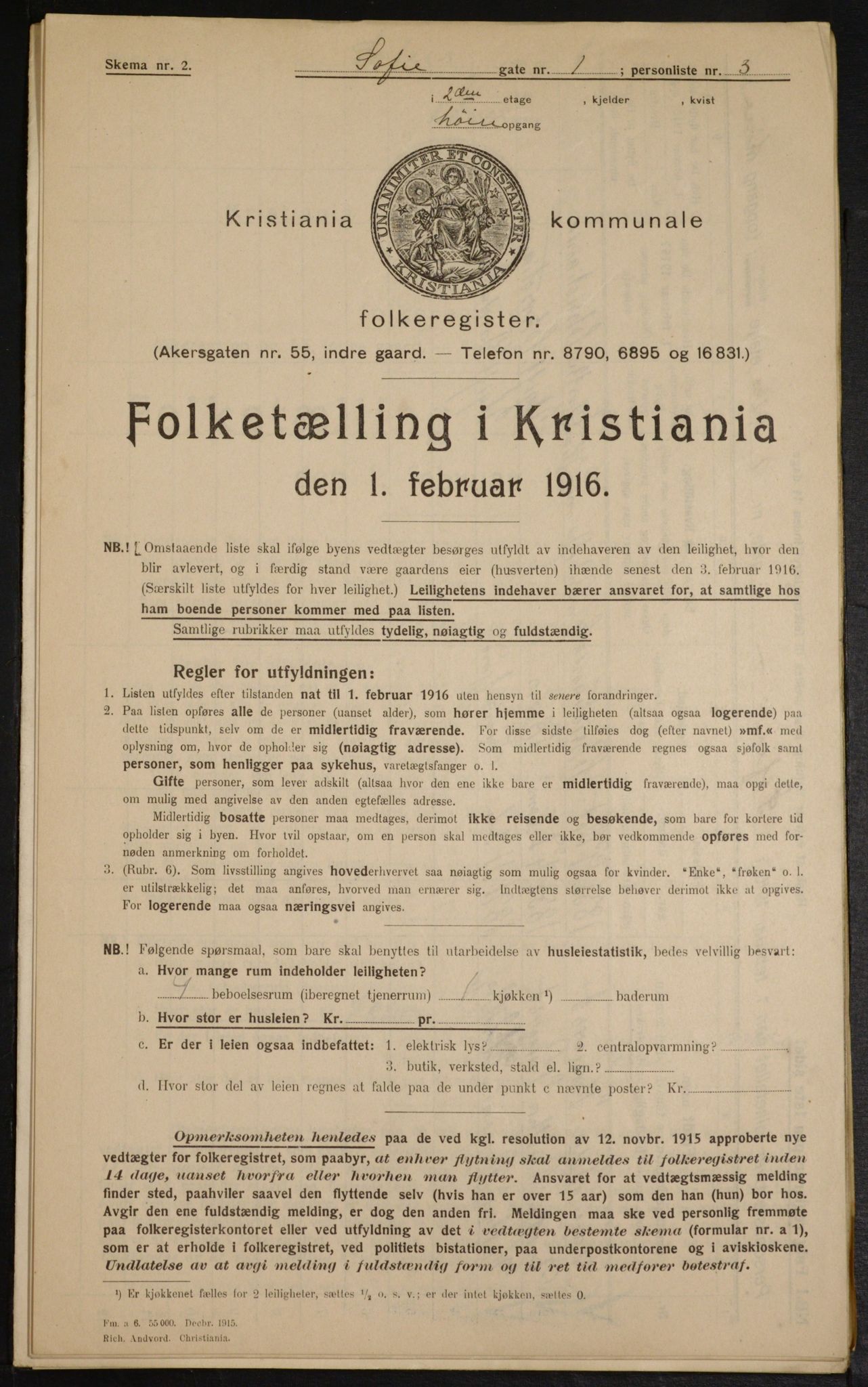 OBA, Municipal Census 1916 for Kristiania, 1916, p. 101166