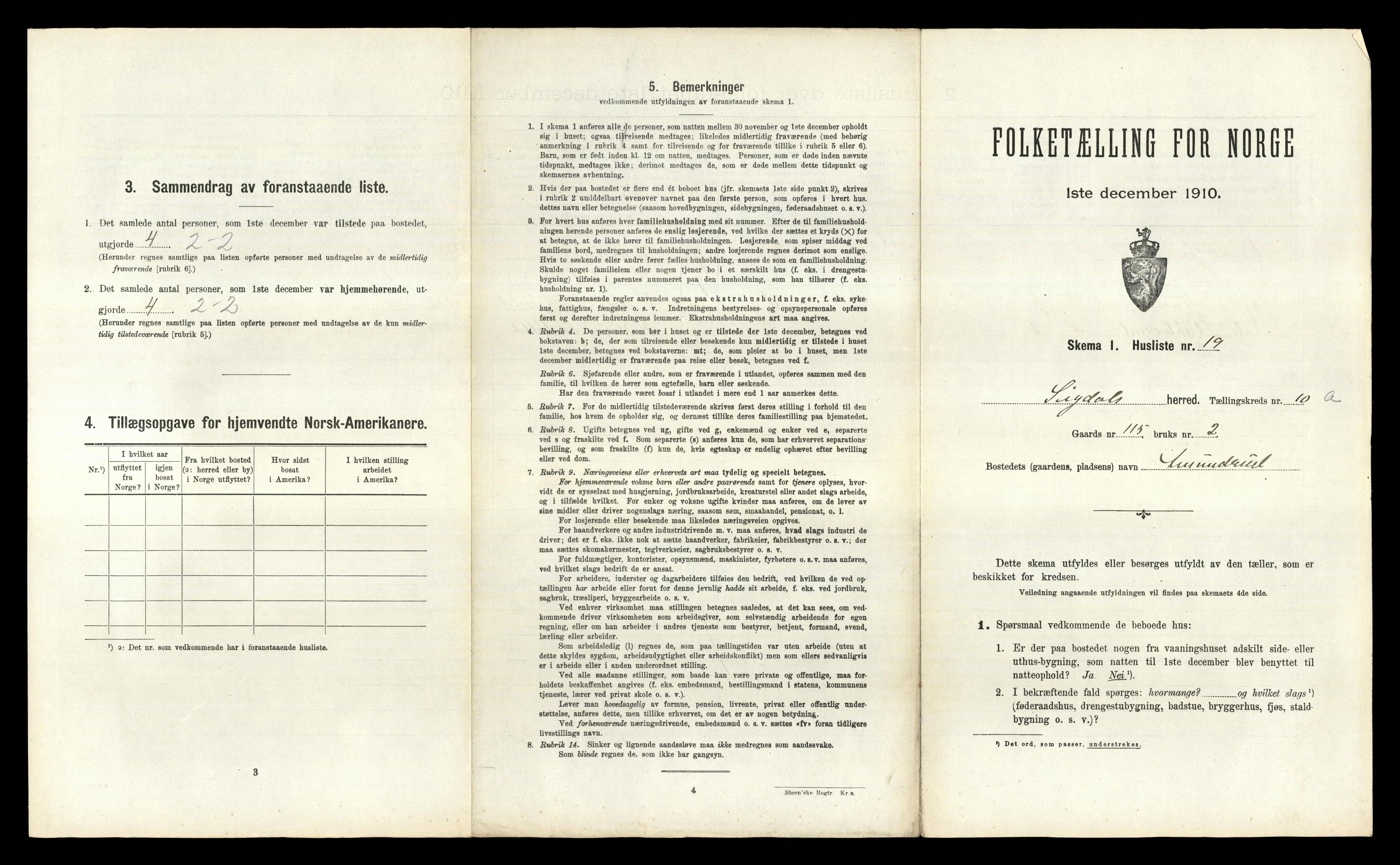 RA, 1910 census for Sigdal, 1910, p. 1070