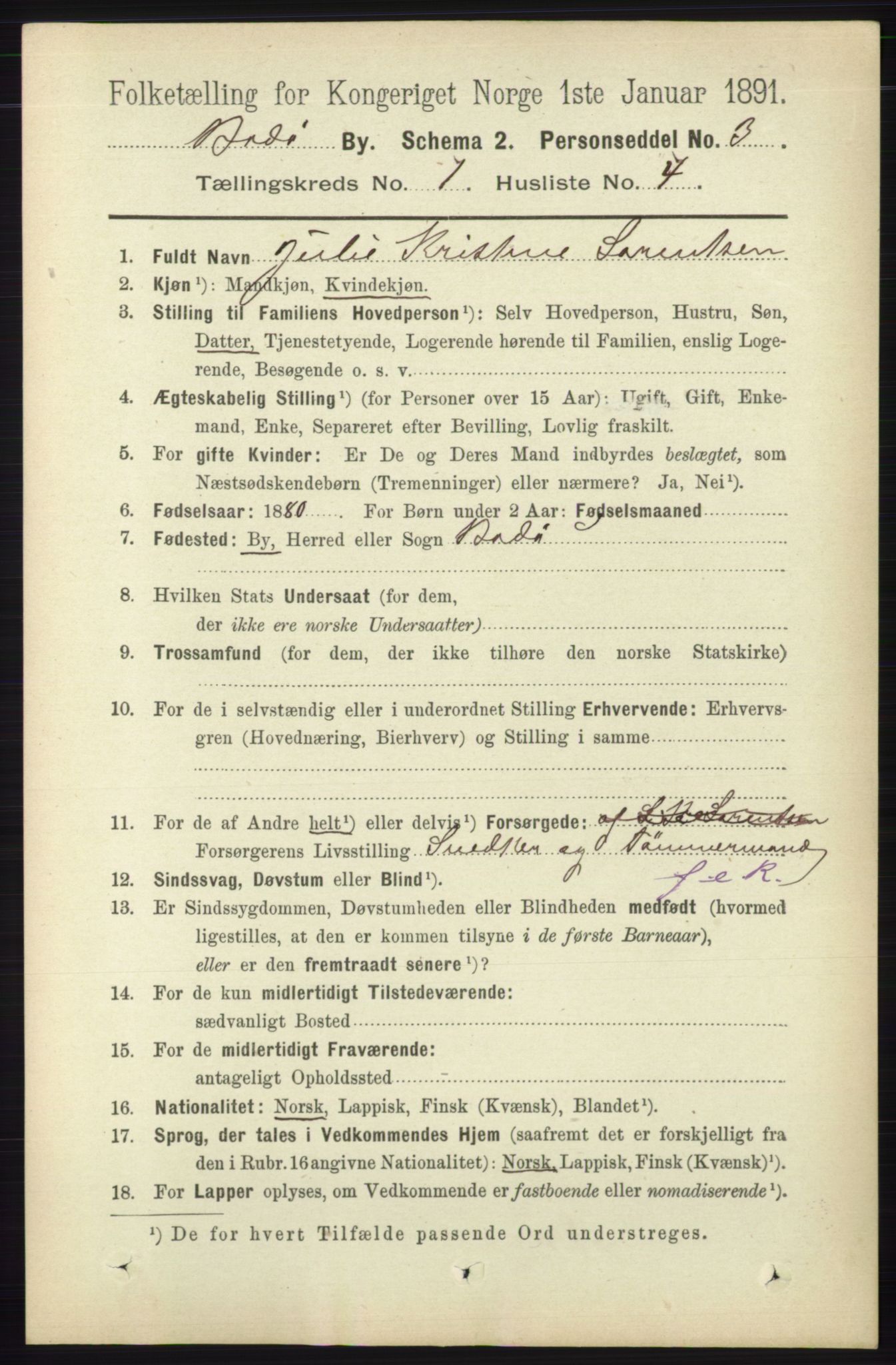 RA, 1891 census for 1804 Bodø, 1891, p. 146