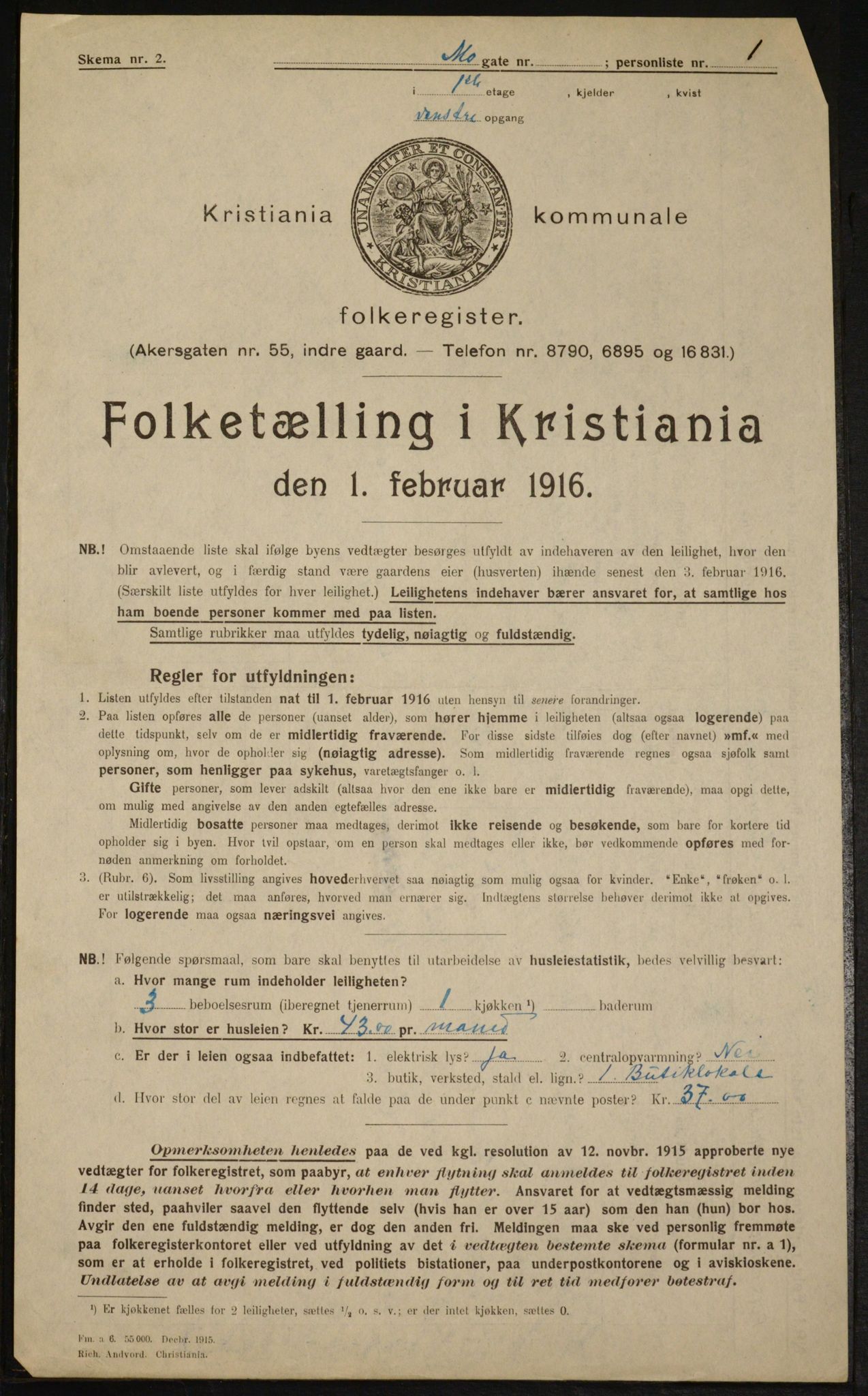 OBA, Municipal Census 1916 for Kristiania, 1916, p. 67238