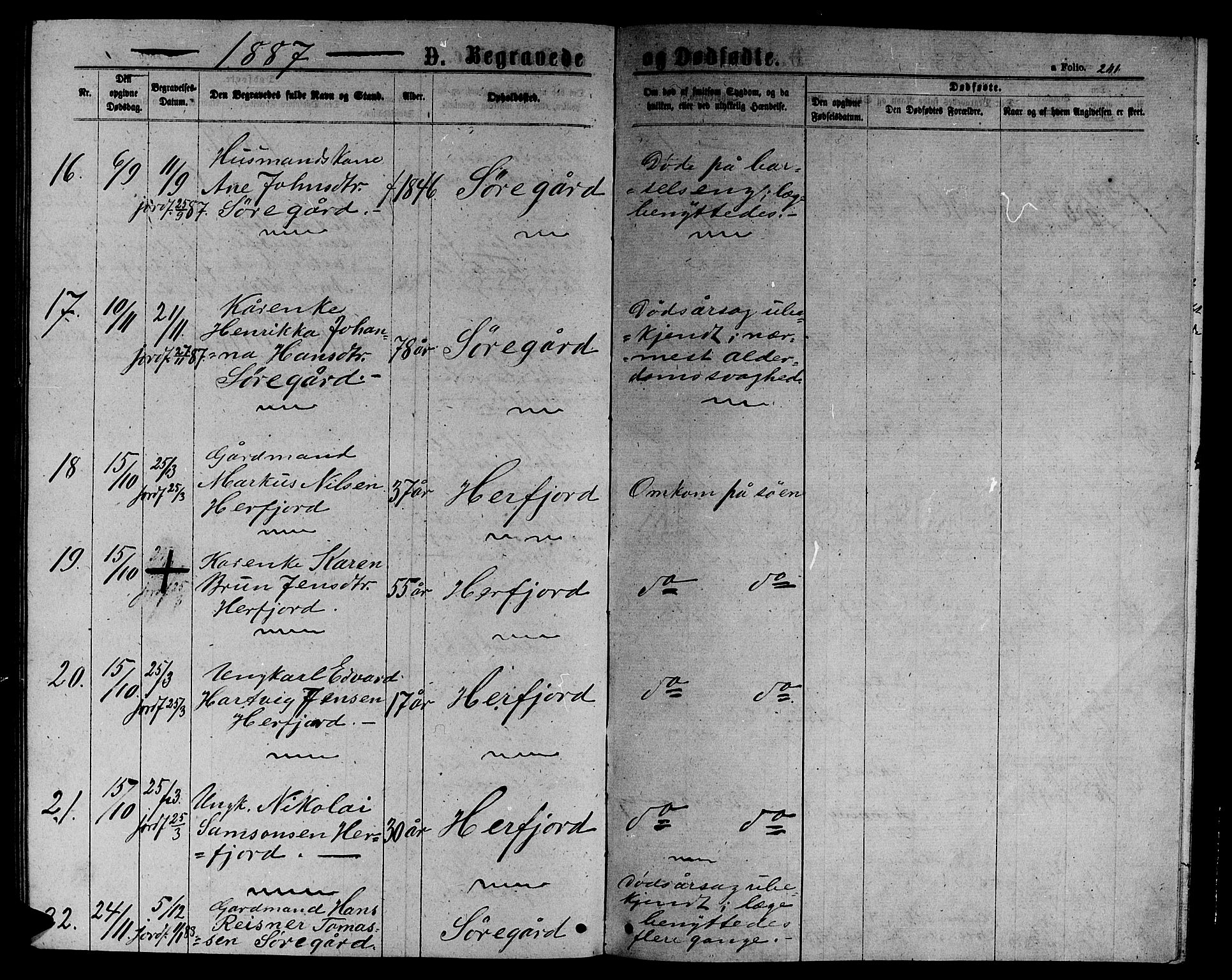 Ministerialprotokoller, klokkerbøker og fødselsregistre - Sør-Trøndelag, SAT/A-1456/656/L0695: Parish register (copy) no. 656C01, 1867-1889, p. 241