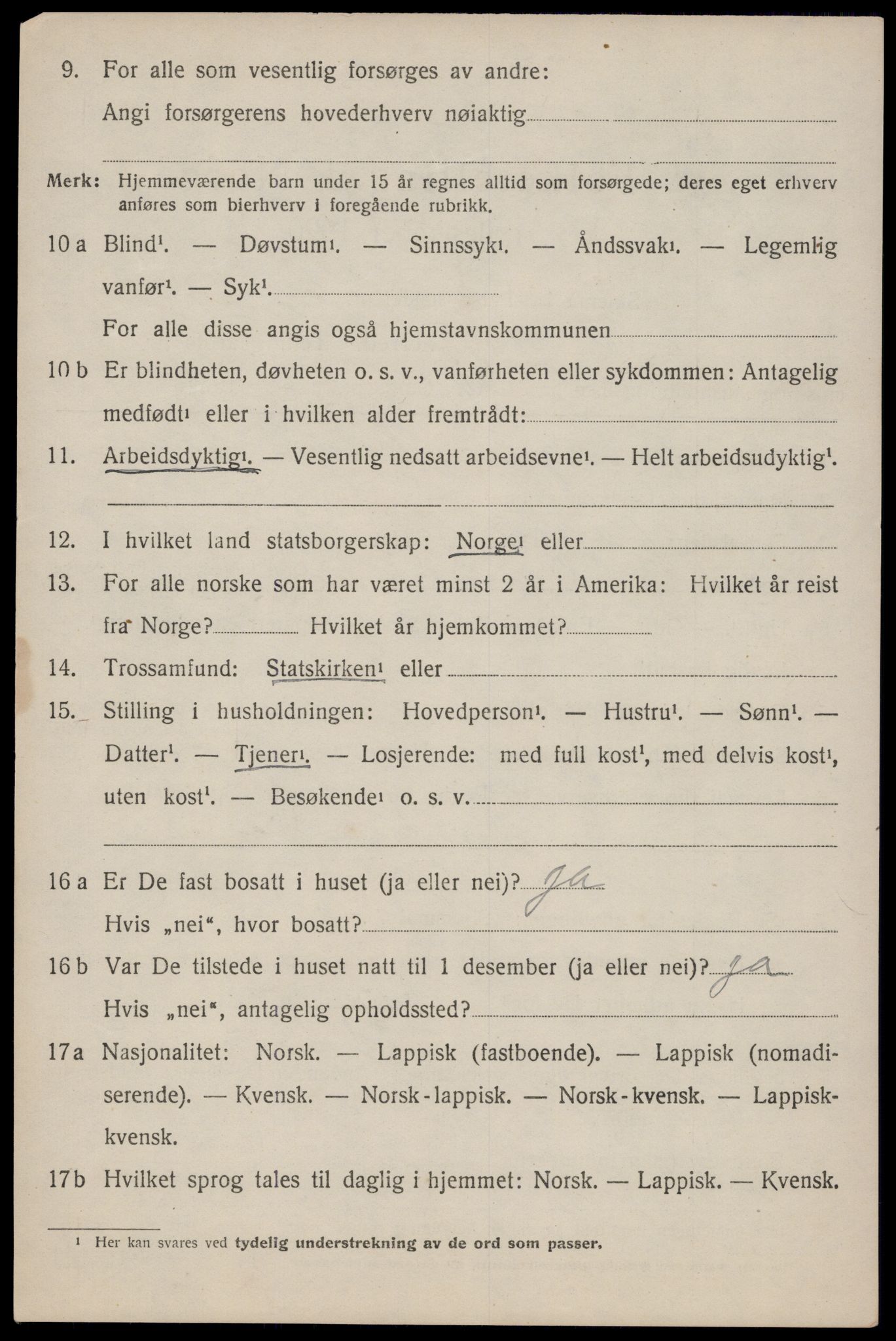 SAT, 1920 census for Dverberg, 1920, p. 11303