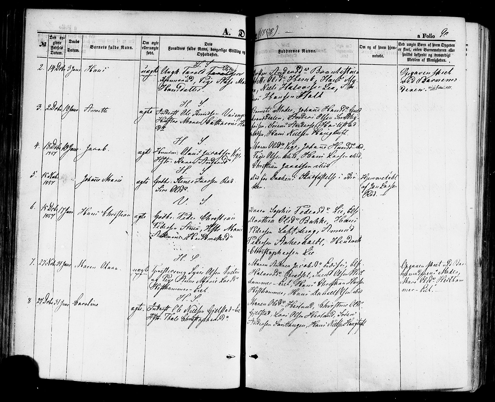 Hof kirkebøker, AV/SAKO-A-64/F/Fa/L0006: Parish register (official) no. I 6, 1851-1877, p. 90