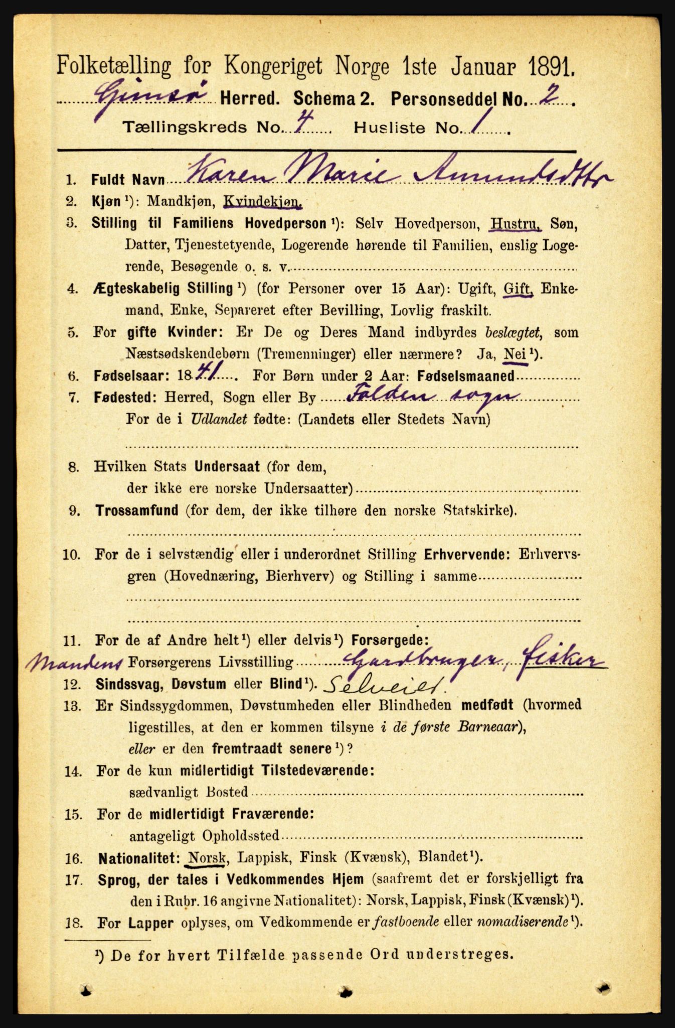 RA, 1891 census for 1864 Gimsøy, 1891, p. 636