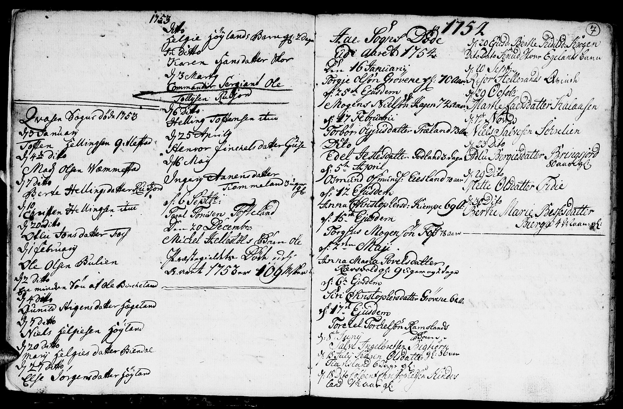 Lyngdal sokneprestkontor, SAK/1111-0029/F/Fa/Fac/L0003: Parish register (official) no. A 3, 1750-1803, p. 7