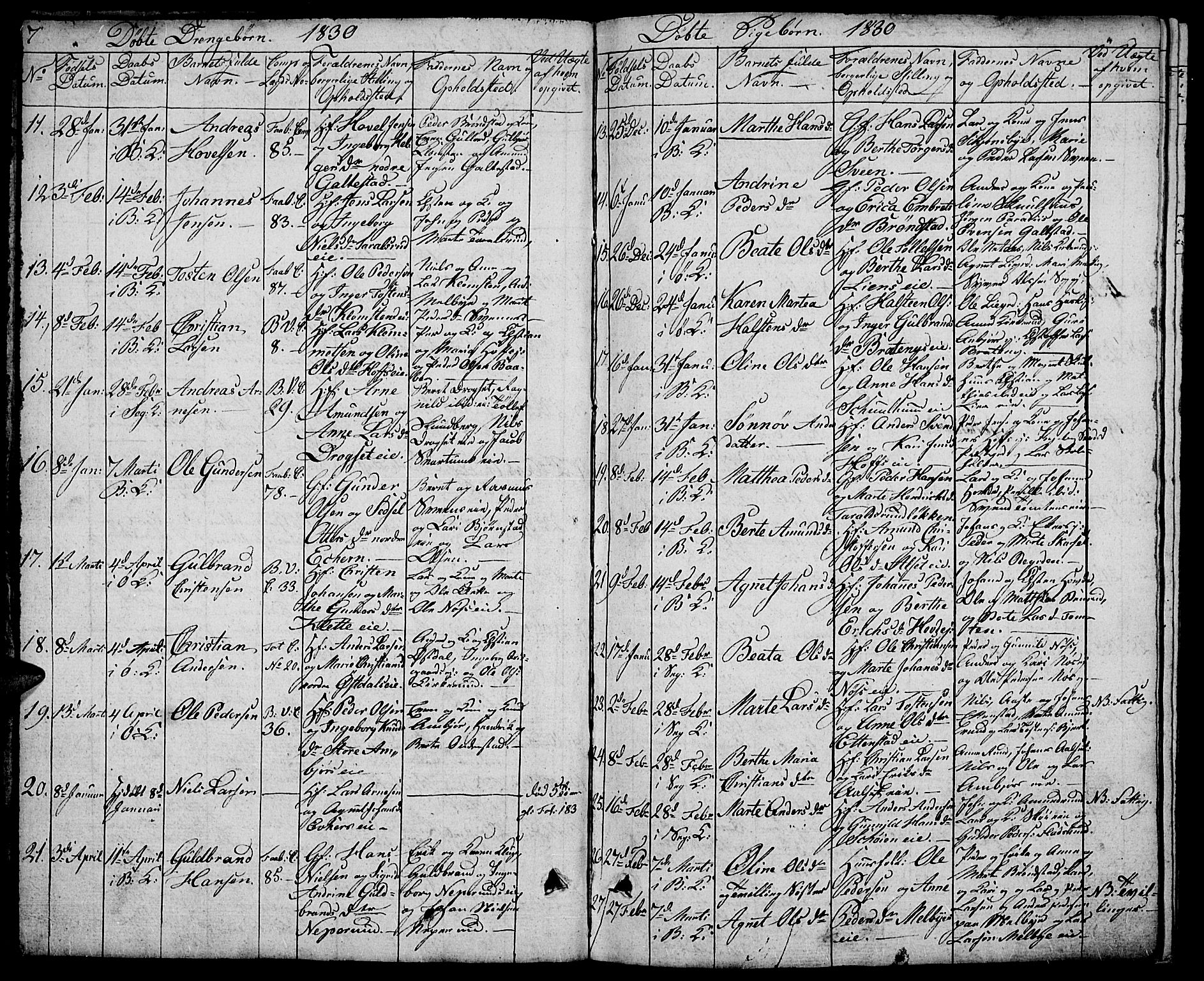 Biri prestekontor, SAH/PREST-096/H/Ha/Hab/L0002: Parish register (copy) no. 2, 1828-1842, p. 7
