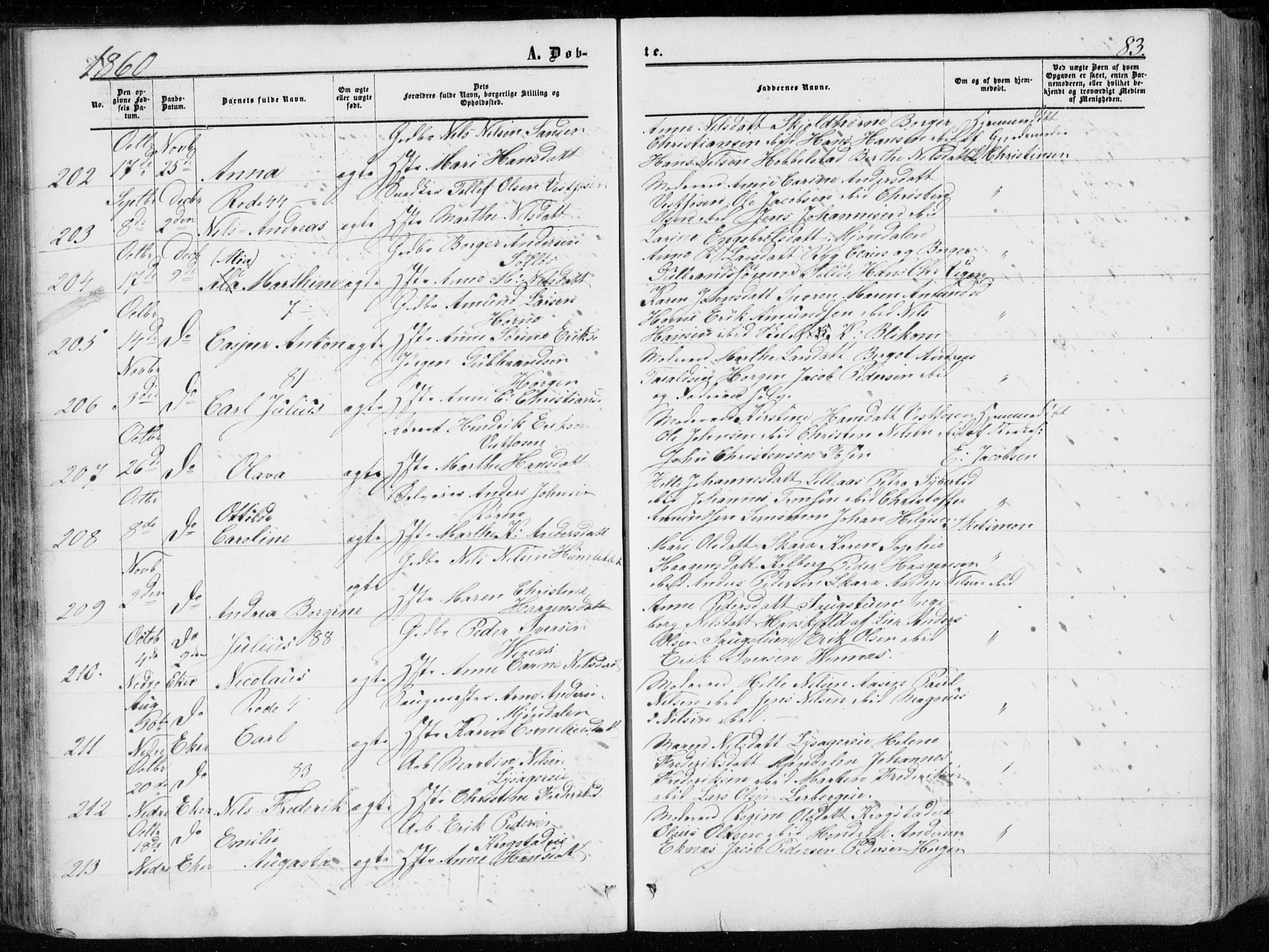 Eiker kirkebøker, AV/SAKO-A-4/G/Ga/L0003: Parish register (copy) no. I 3, 1856-1871, p. 83