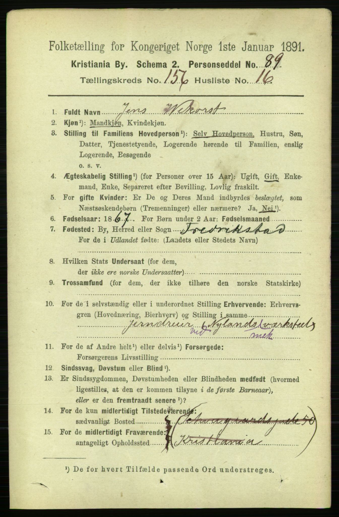 RA, 1891 census for 0301 Kristiania, 1891, p. 89171