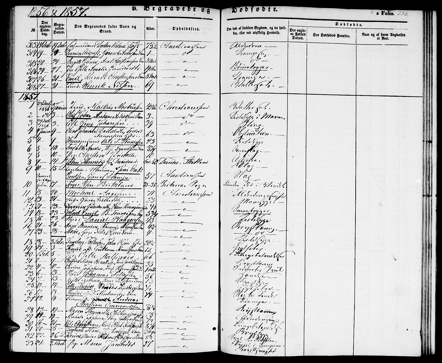 Kristiansand domprosti, SAK/1112-0006/F/Fb/L0011: Parish register (copy) no. B 11, 1851-1861, p. 256