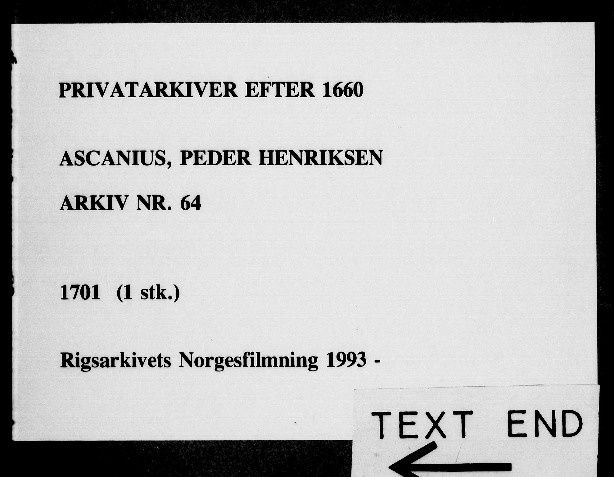 Fra DRA 1996, Privatarkiver etter 1660, AV/RA-EA-5941/F/L0001: Privatarkiver etter 1660, 1669-1740, p. 8