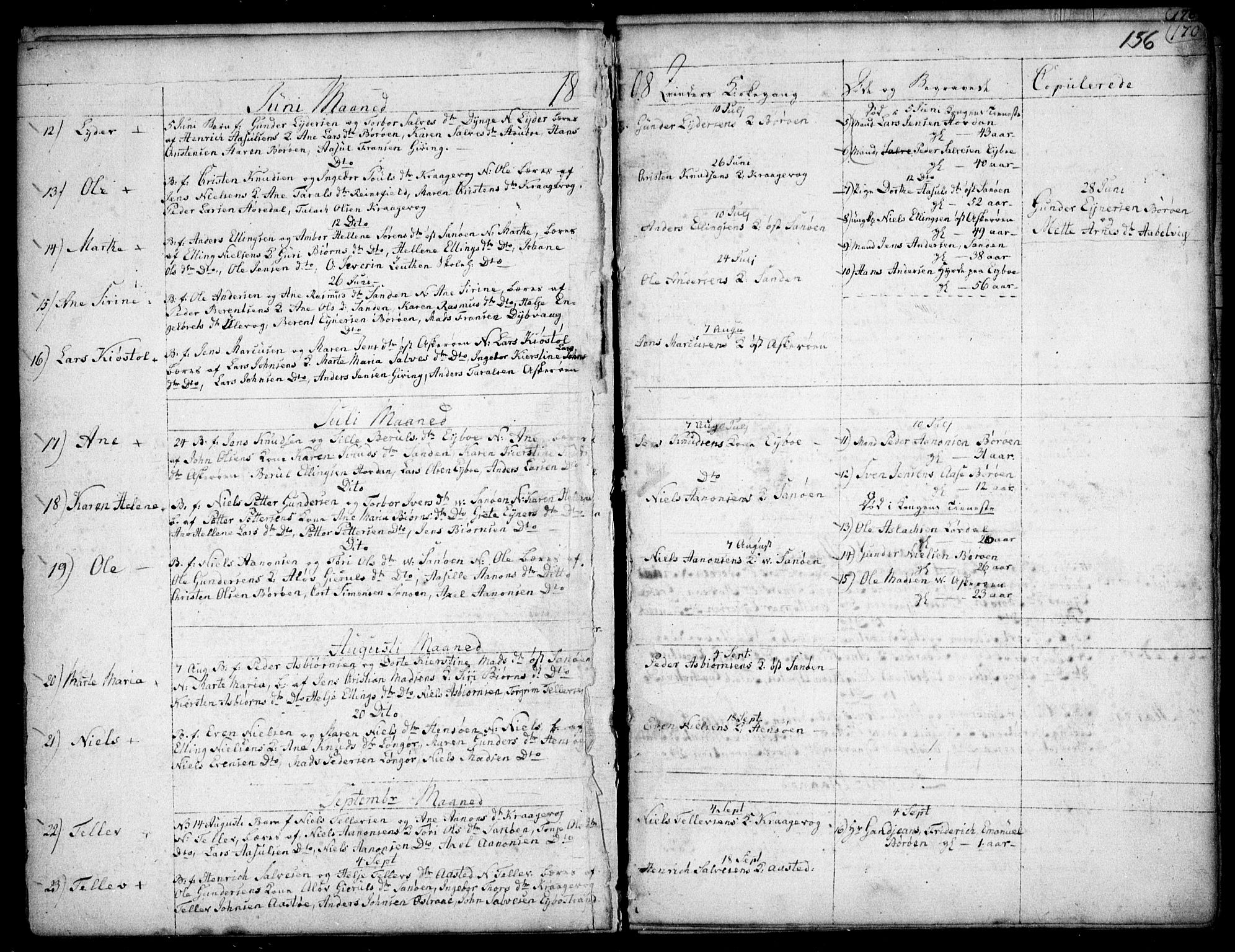 Dypvåg sokneprestkontor, AV/SAK-1111-0007/F/Fb/Fba/L0007: Parish register (copy) no. B 7, 1762-1810, p. 156