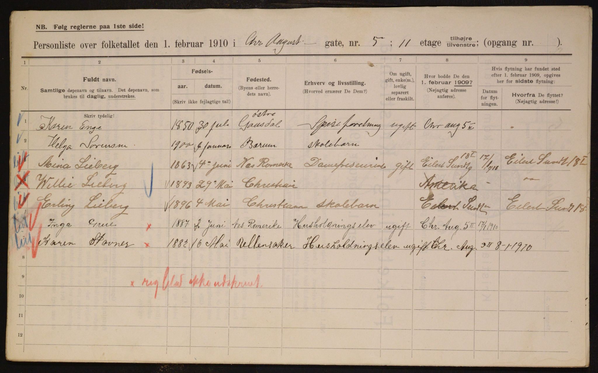 OBA, Municipal Census 1910 for Kristiania, 1910, p. 52367