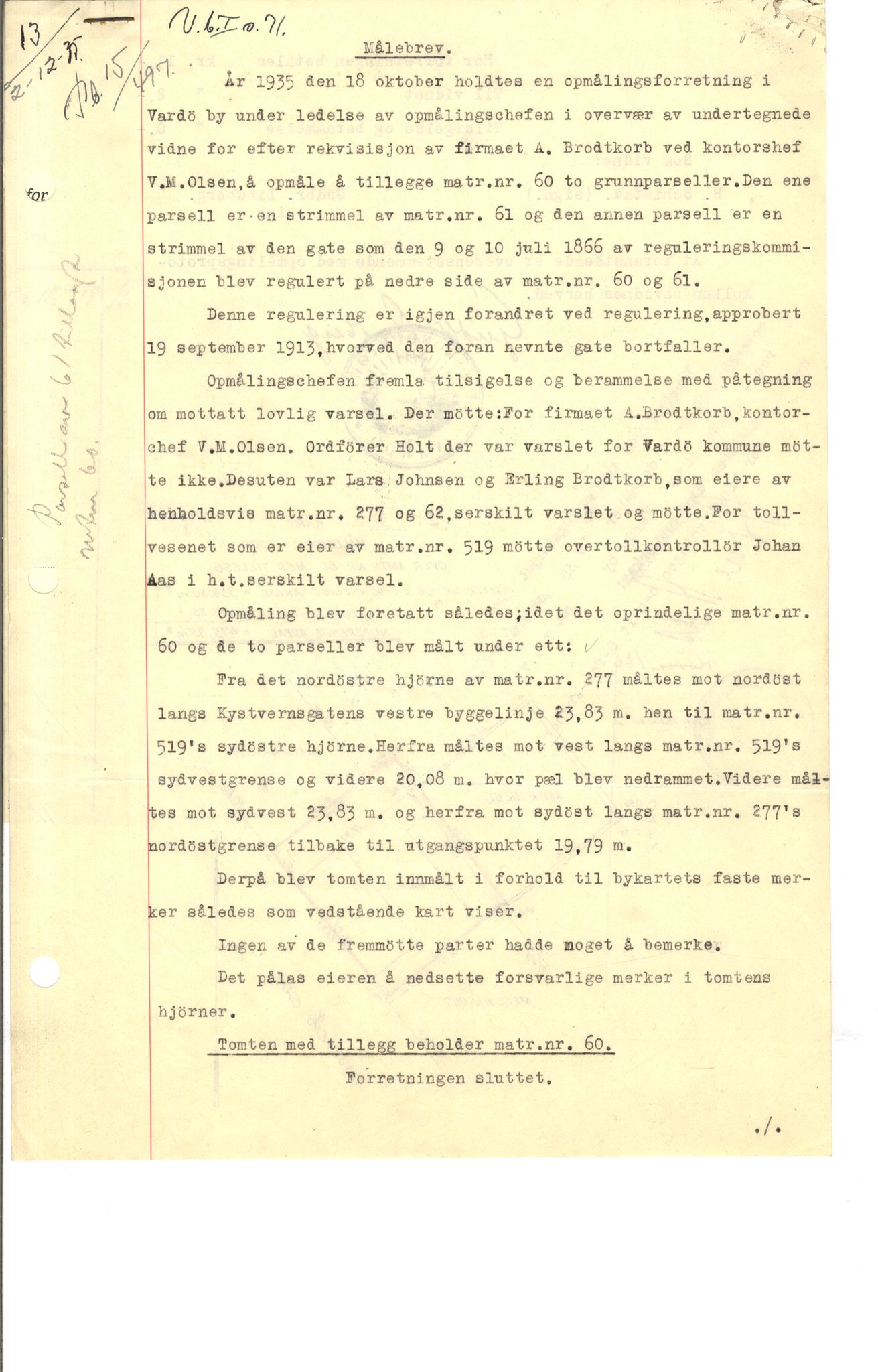 Brodtkorb handel A/S, VAMU/A-0001/Q/Qb/L0001: Skjøter og grunnbrev i Vardø by, 1822-1943, p. 284