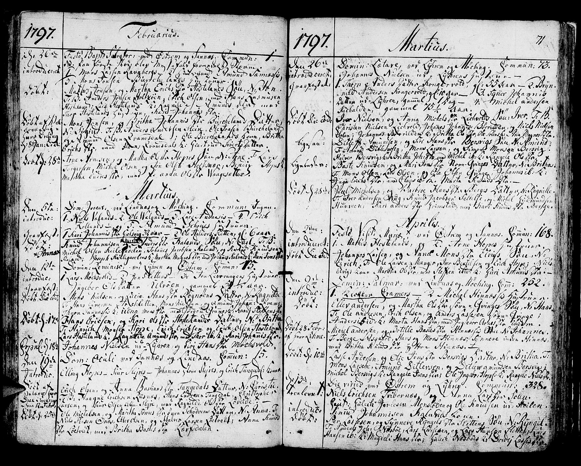 Lindås Sokneprestembete, SAB/A-76701/H/Haa: Parish register (official) no. A 5, 1791-1813, p. 71
