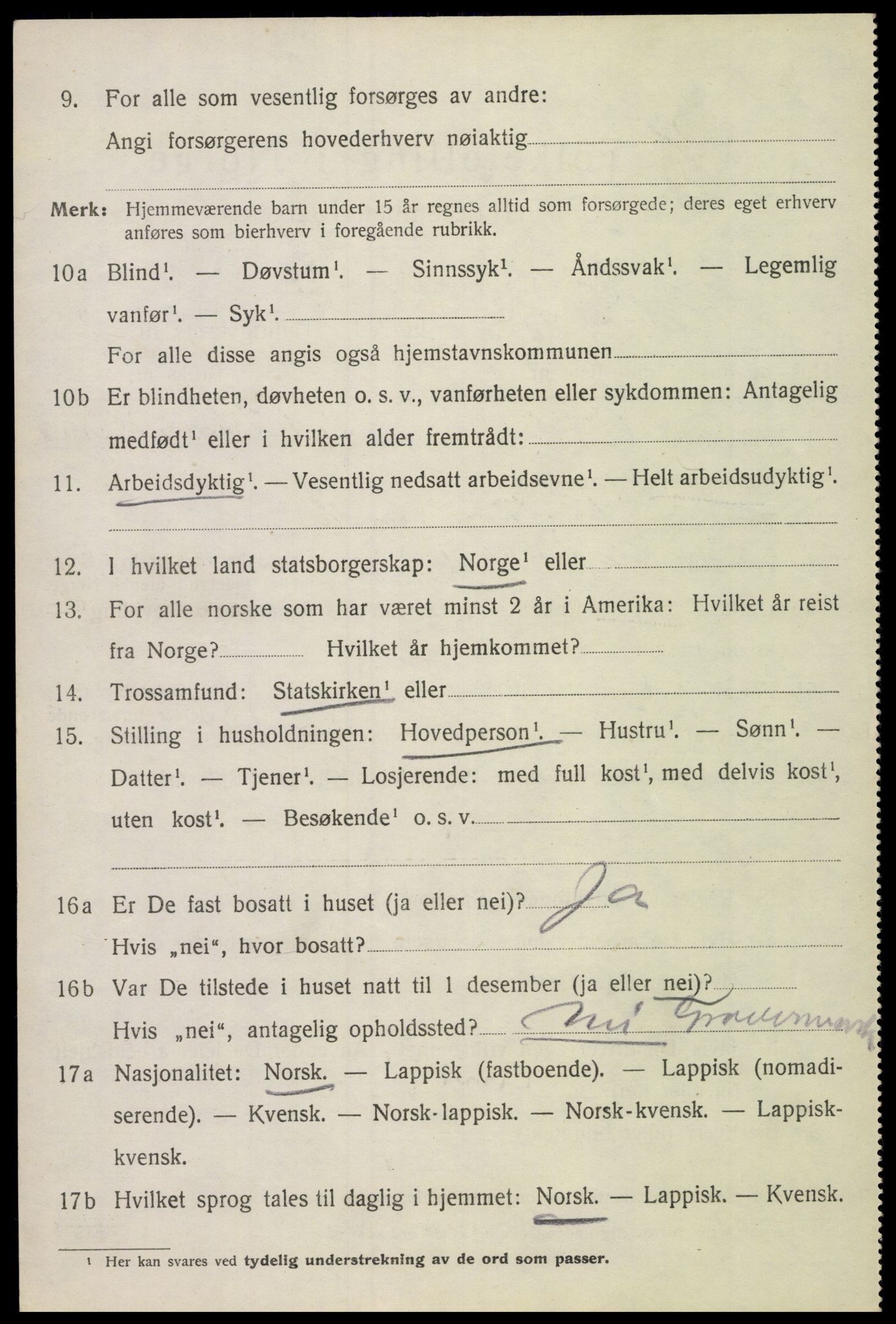 SAT, 1920 census for Gimsøy, 1920, p. 1292