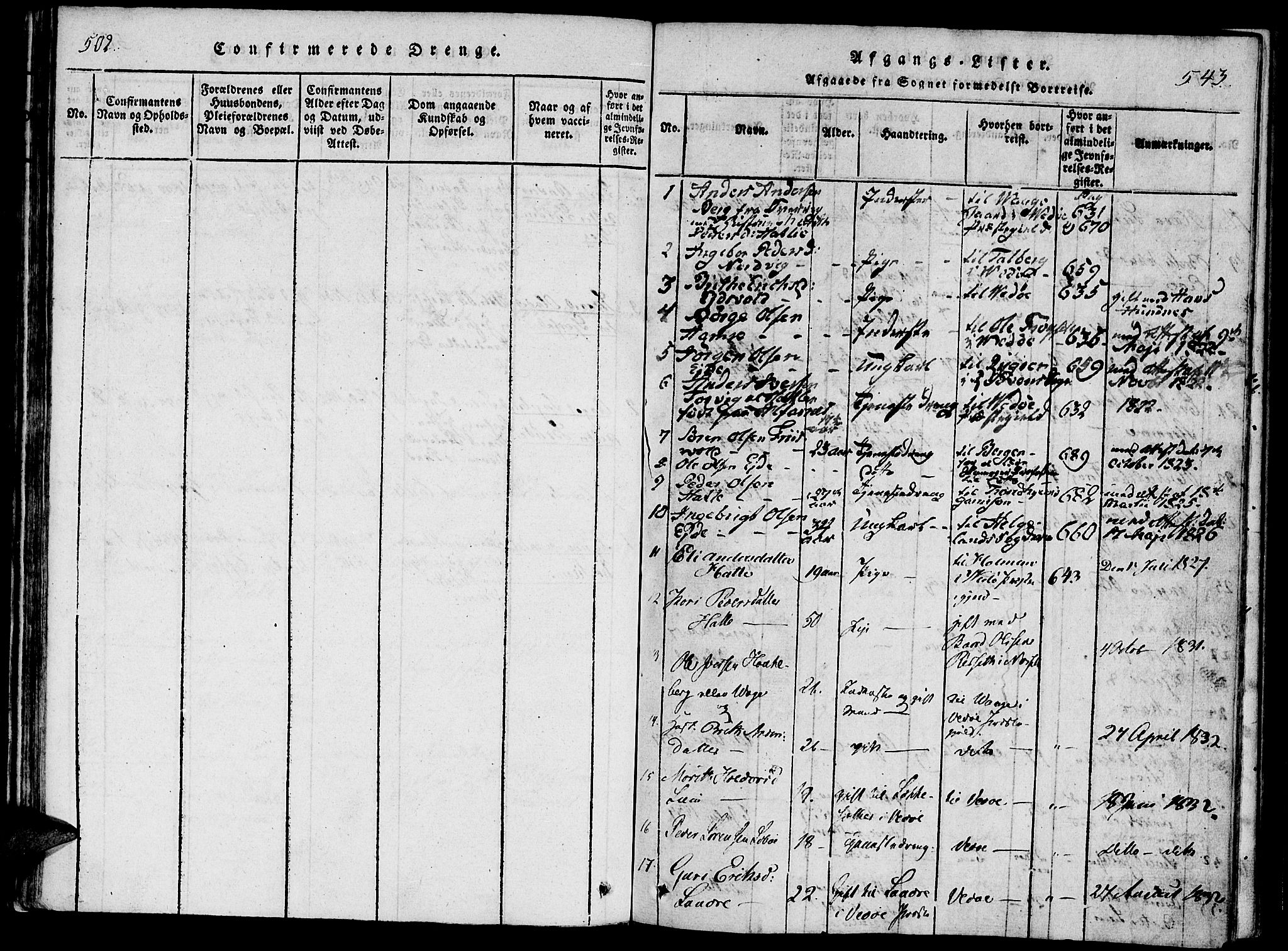 Ministerialprotokoller, klokkerbøker og fødselsregistre - Møre og Romsdal, SAT/A-1454/542/L0551: Parish register (official) no. 542A01, 1818-1853, p. 542-543