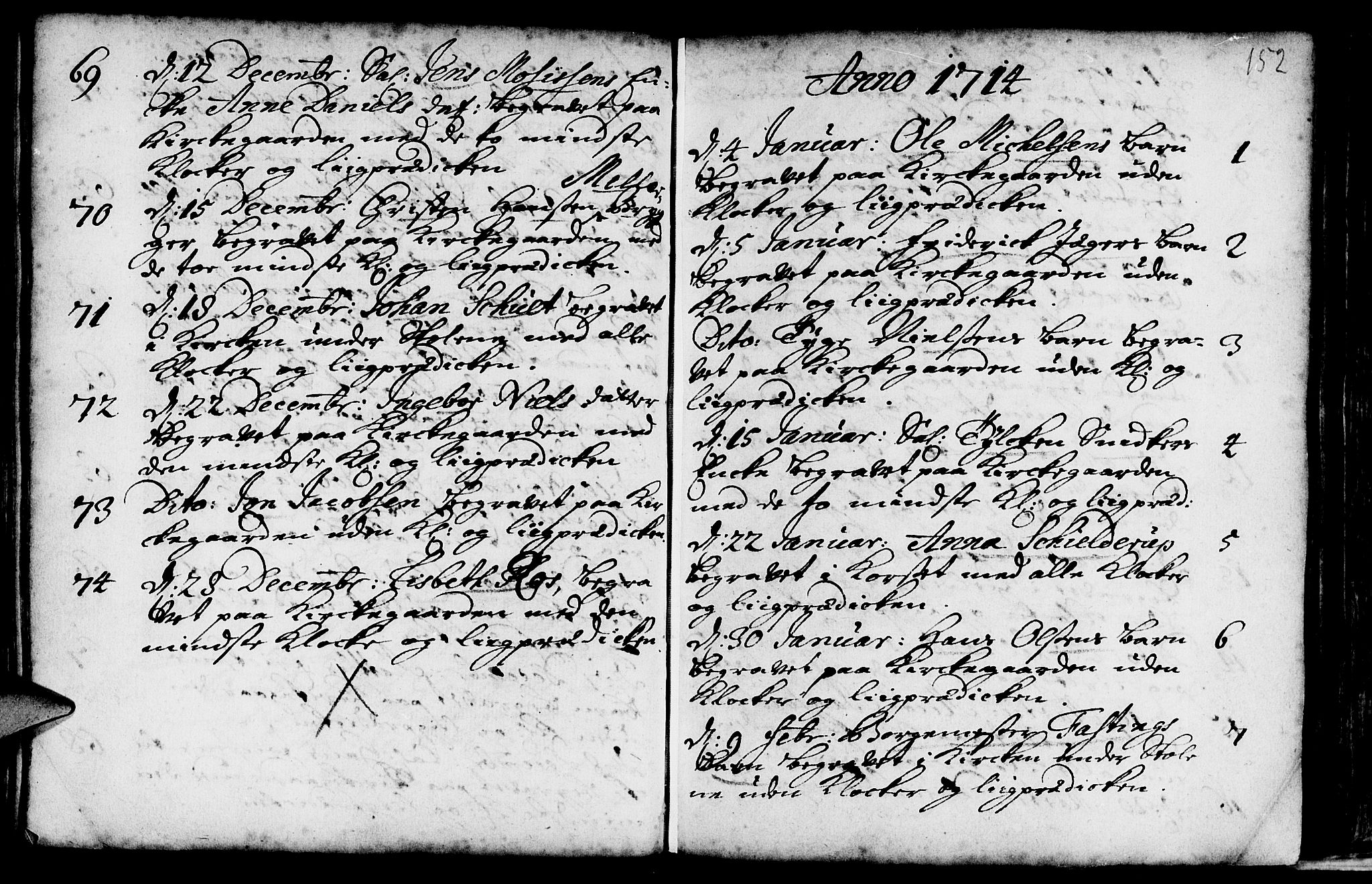 Nykirken Sokneprestembete, AV/SAB-A-77101/H/Haa/L0009: Parish register (official) no. A 9, 1689-1759, p. 152