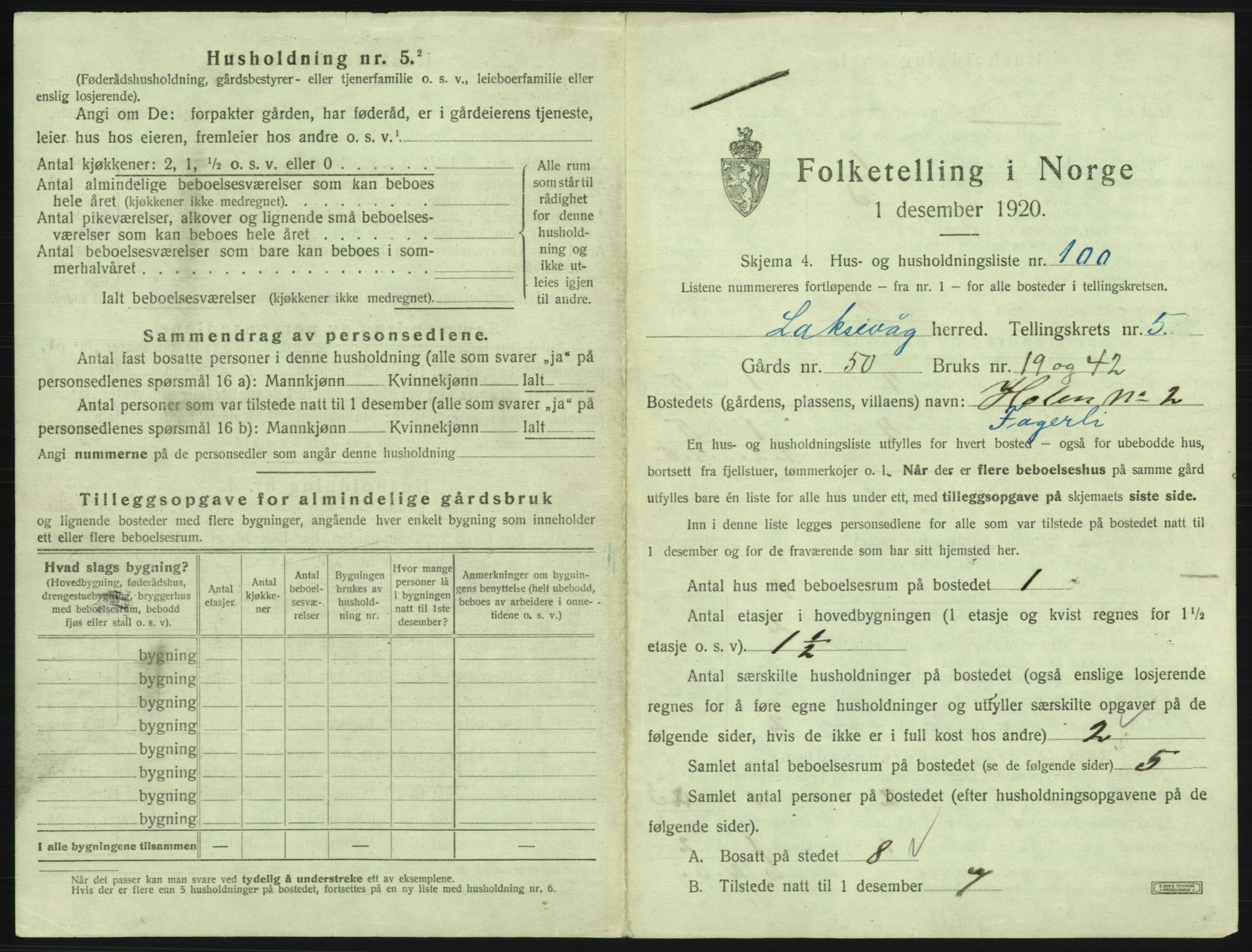 SAB, 1920 census for Laksevåg, 1920, p. 1398