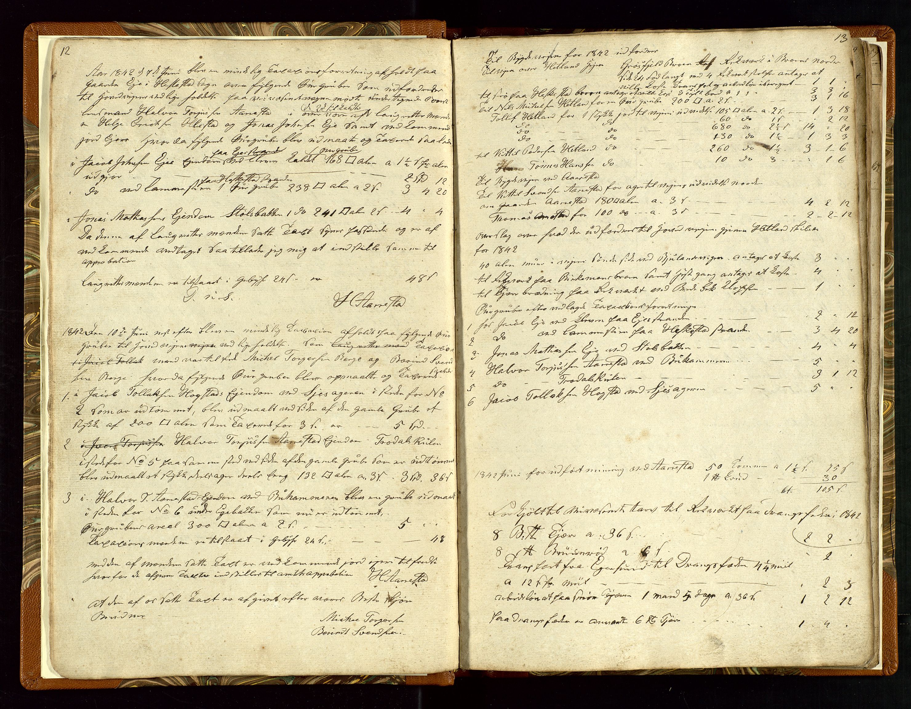Helleland lensmannskontor, AV/SAST-A-100209/Ya/L0003: Diverseprotokoll, 1842-1960, p. 12-13