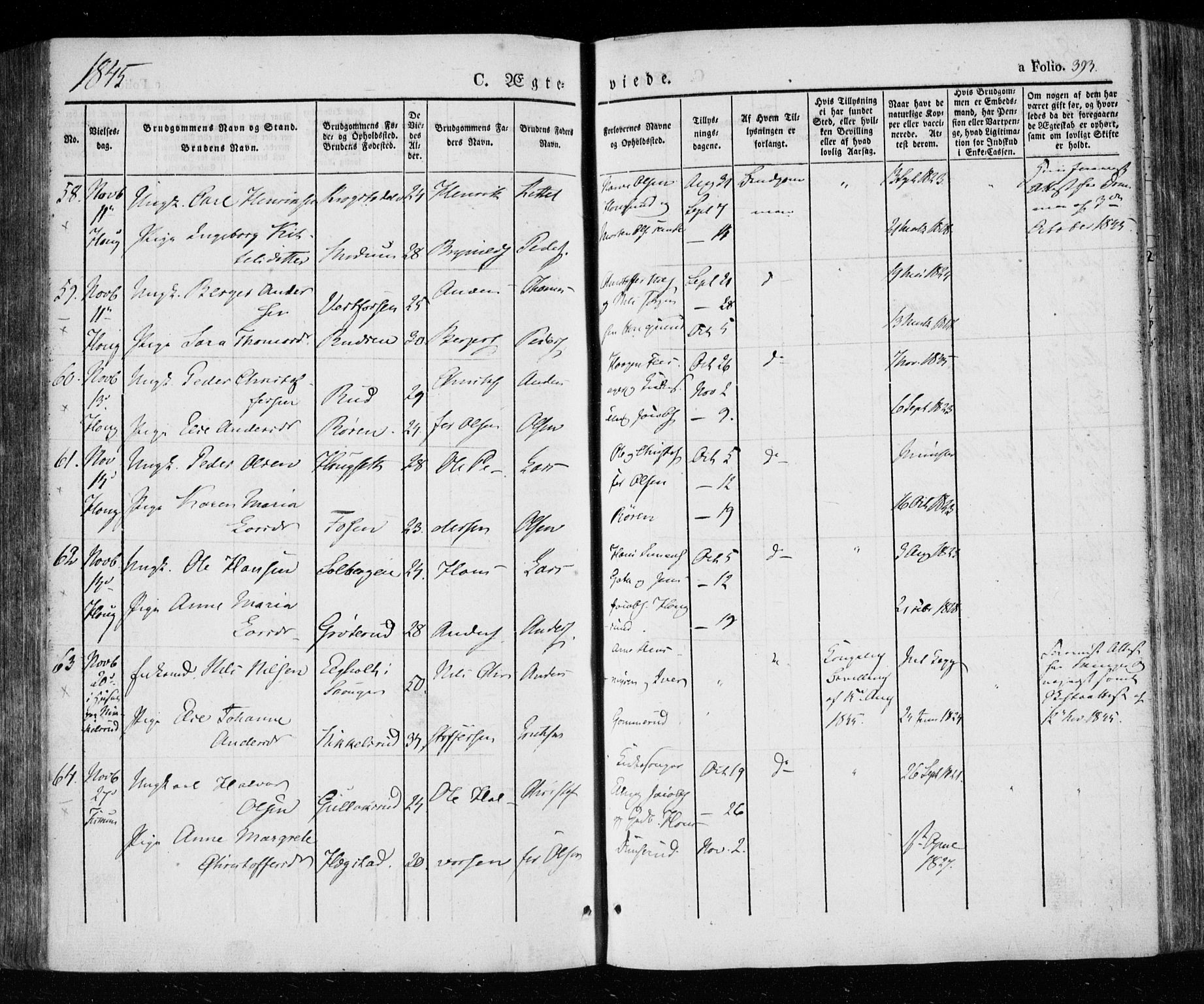 Eiker kirkebøker, AV/SAKO-A-4/F/Fa/L0013a: Parish register (official) no. I 13A, 1832-1845, p. 393