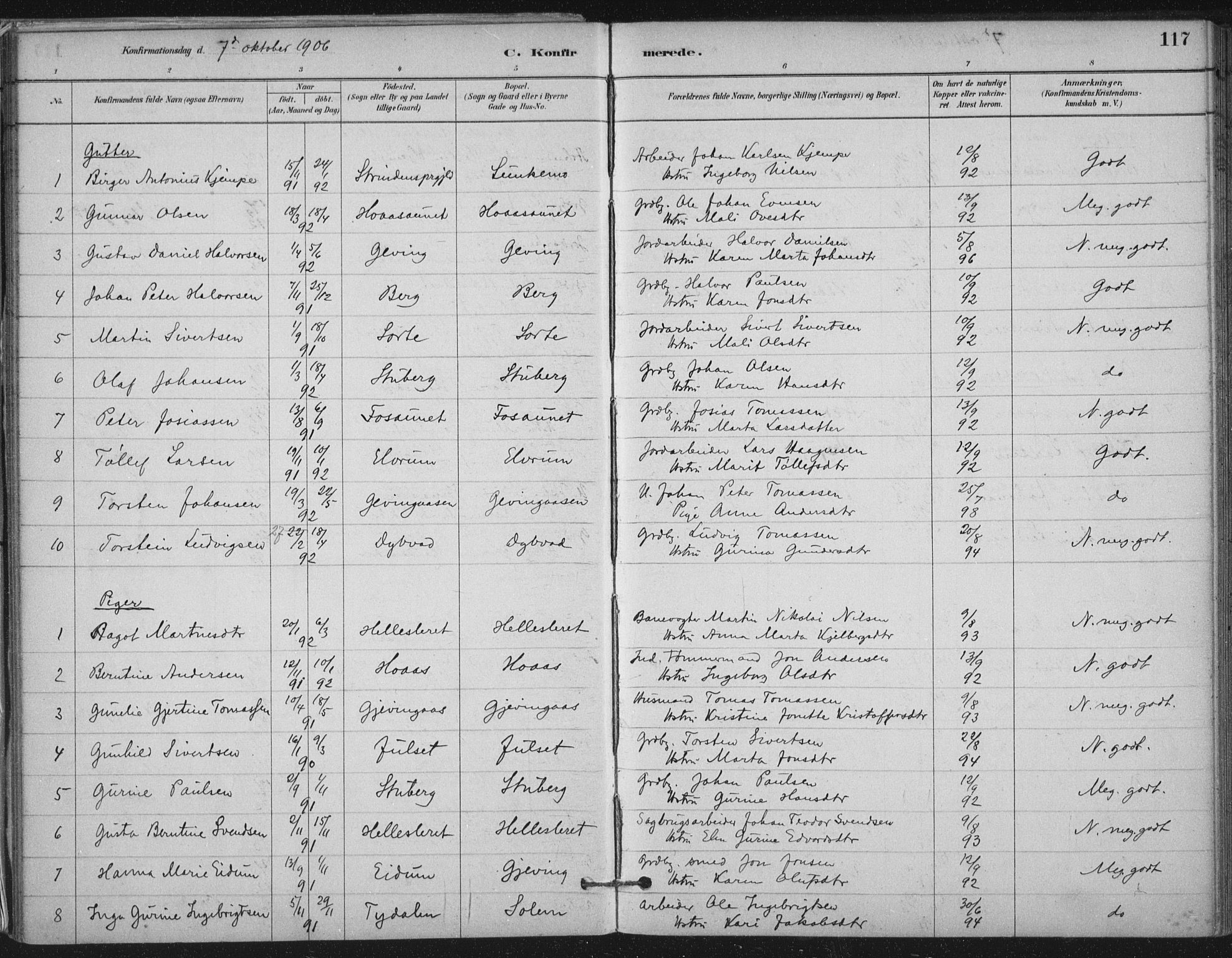 Ministerialprotokoller, klokkerbøker og fødselsregistre - Nord-Trøndelag, SAT/A-1458/710/L0095: Parish register (official) no. 710A01, 1880-1914, p. 117