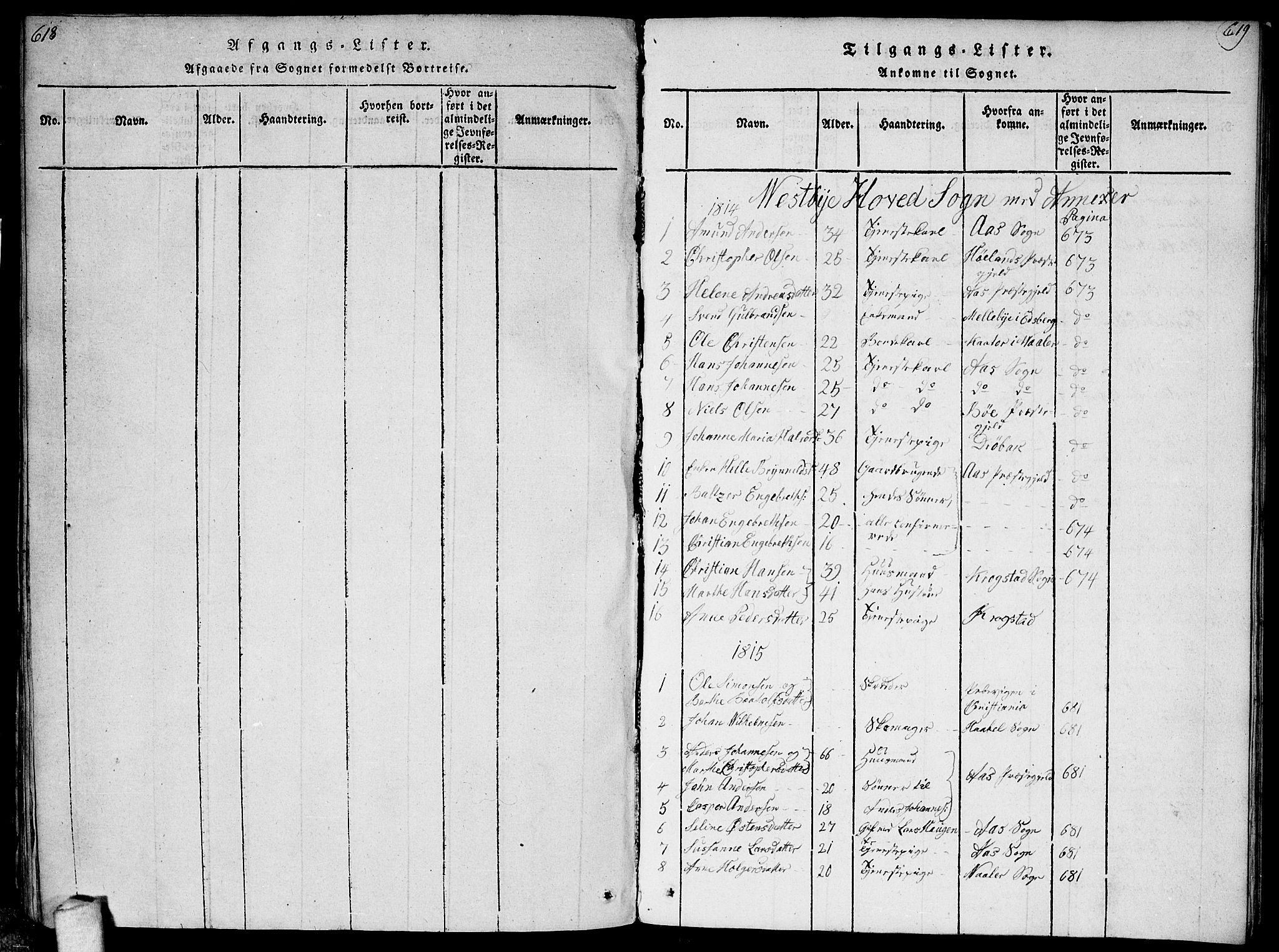 Vestby prestekontor Kirkebøker, SAO/A-10893/F/Fa/L0005: Parish register (official) no. I 5, 1814-1827, p. 618-619