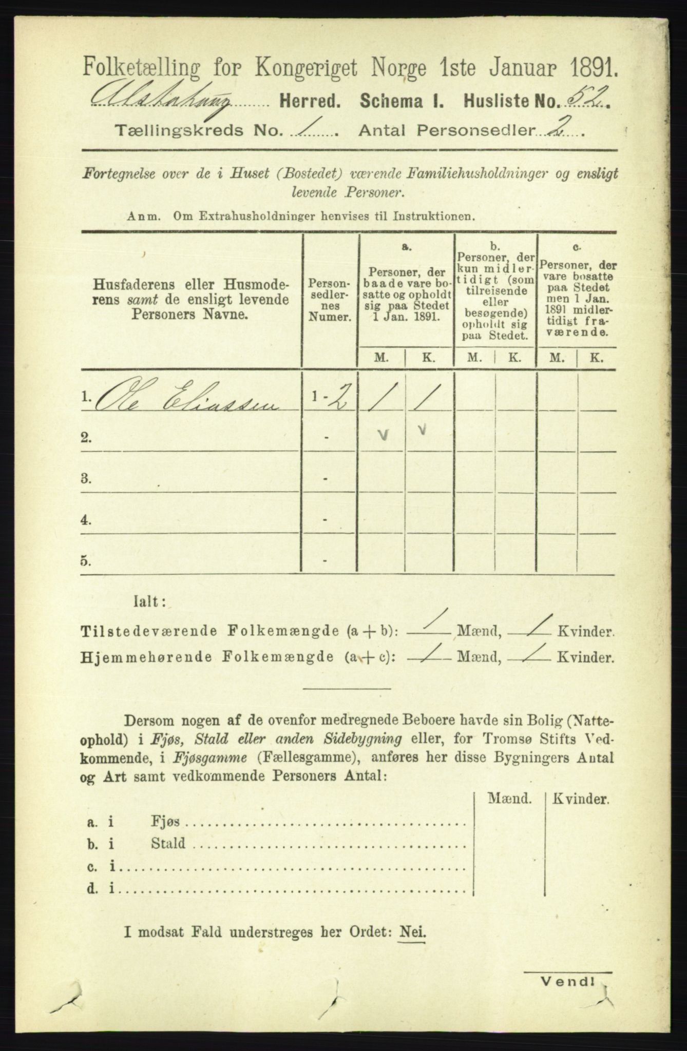 RA, 1891 census for 1820 Alstahaug, 1891, p. 87