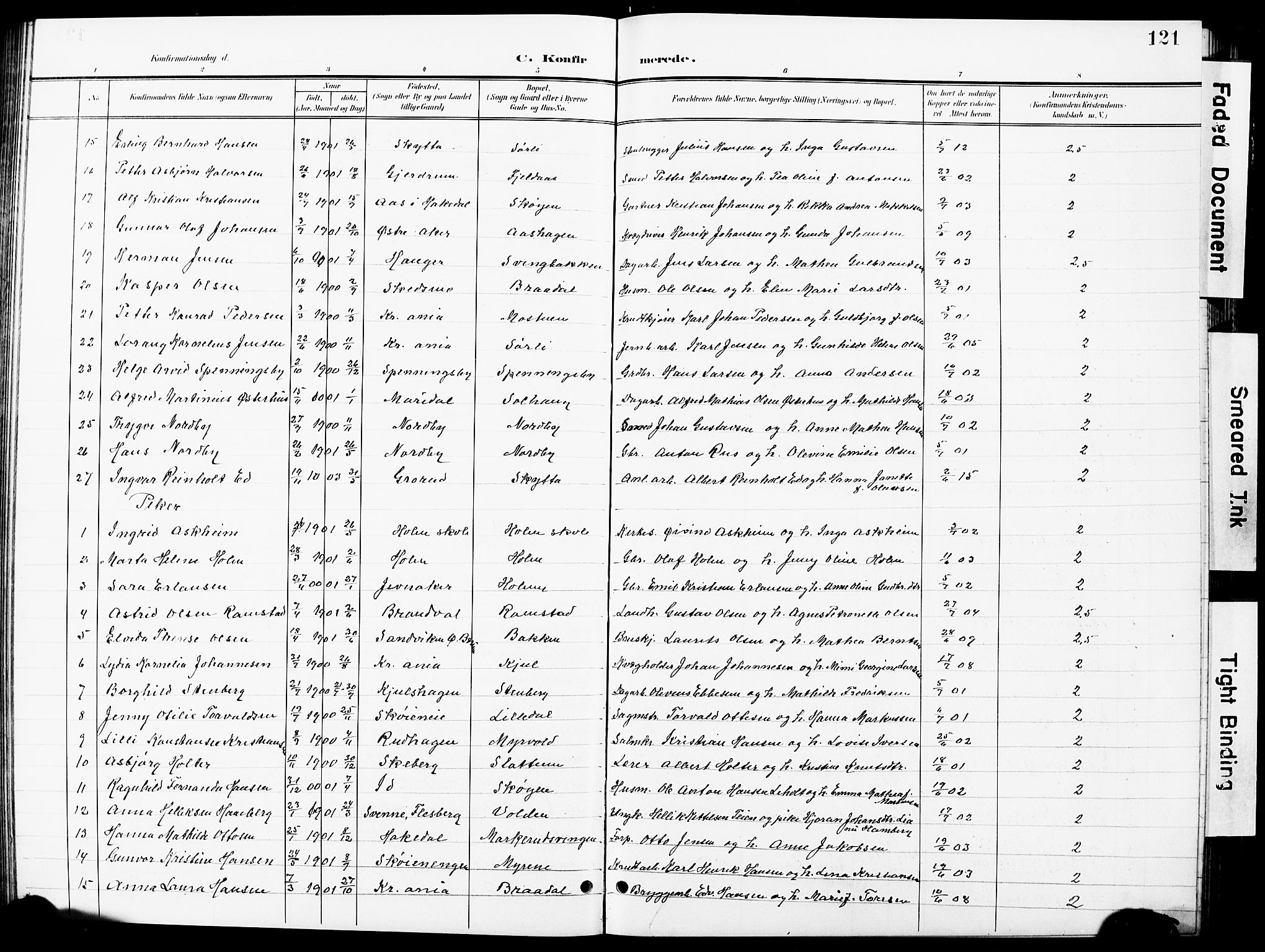 Nittedal prestekontor Kirkebøker, SAO/A-10365a/G/Ga/L0003: Parish register (copy) no. I 3, 1902-1929, p. 121