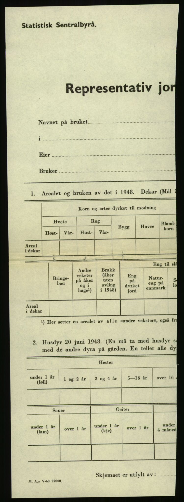 Statistisk sentralbyrå, Næringsøkonomiske emner, Jordbruk, skogbruk, jakt, fiske og fangst, AV/RA-S-2234/G/Gc/L0323: Møre og Romsdal: Grytten og Hen, 1949, p. 48