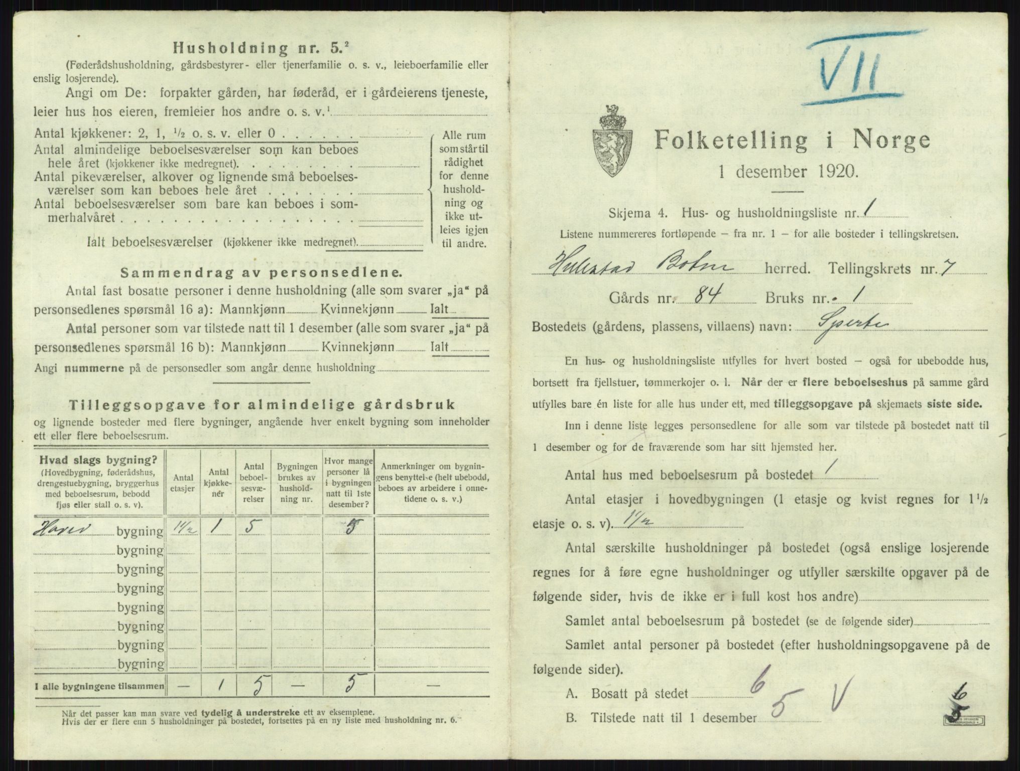 SAKO, 1920 census for Botne, 1920, p. 855