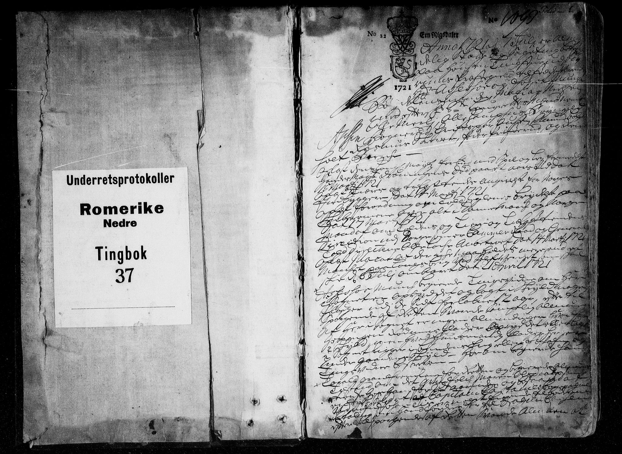 Nedre Romerike sorenskriveri, SAO/A-10469/F/Fb/L0037: Tingbok, 1721-1724, p. 0b-1a