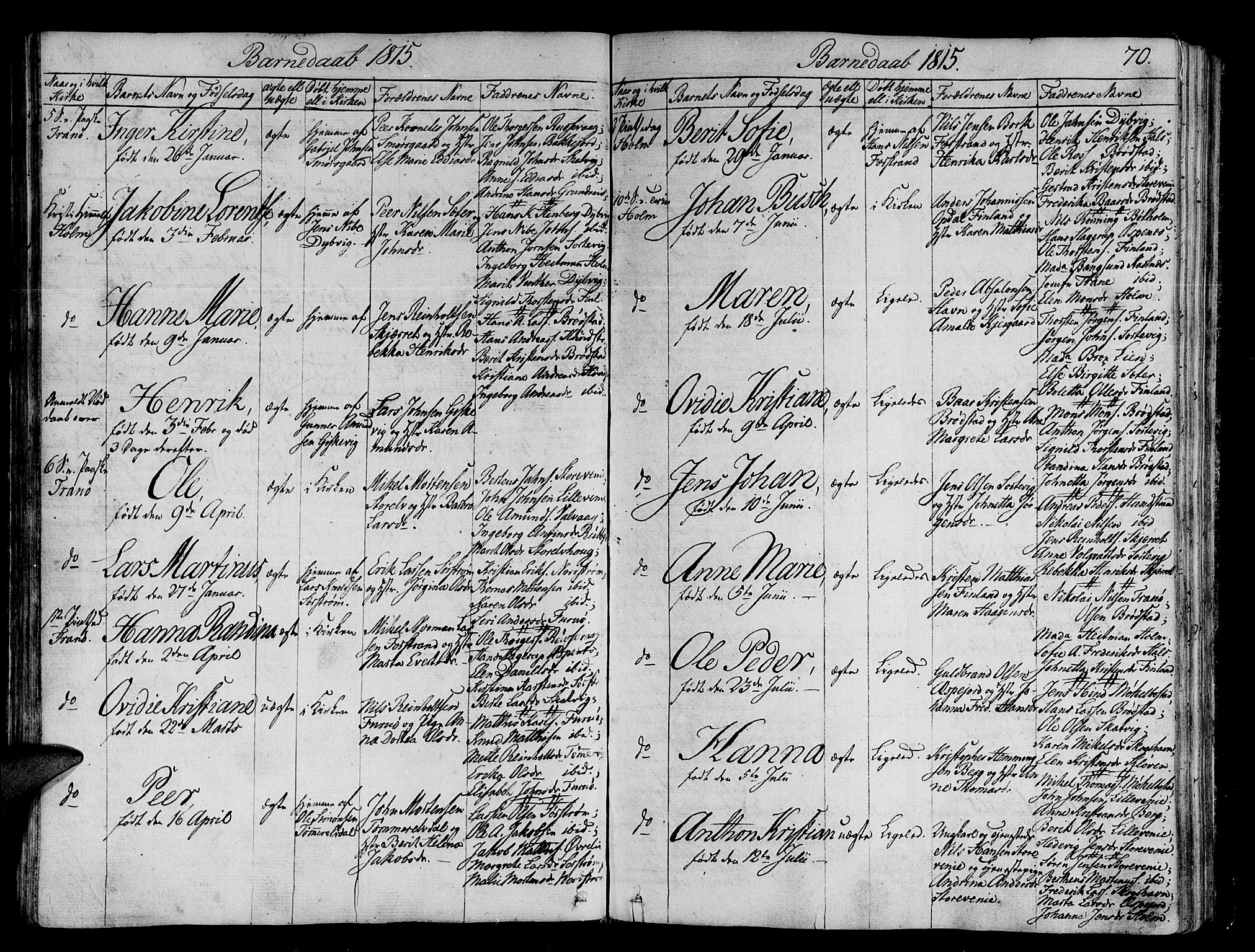 Tranøy sokneprestkontor, SATØ/S-1313/I/Ia/Iaa/L0003kirke: Parish register (official) no. 3, 1807-1820, p. 70