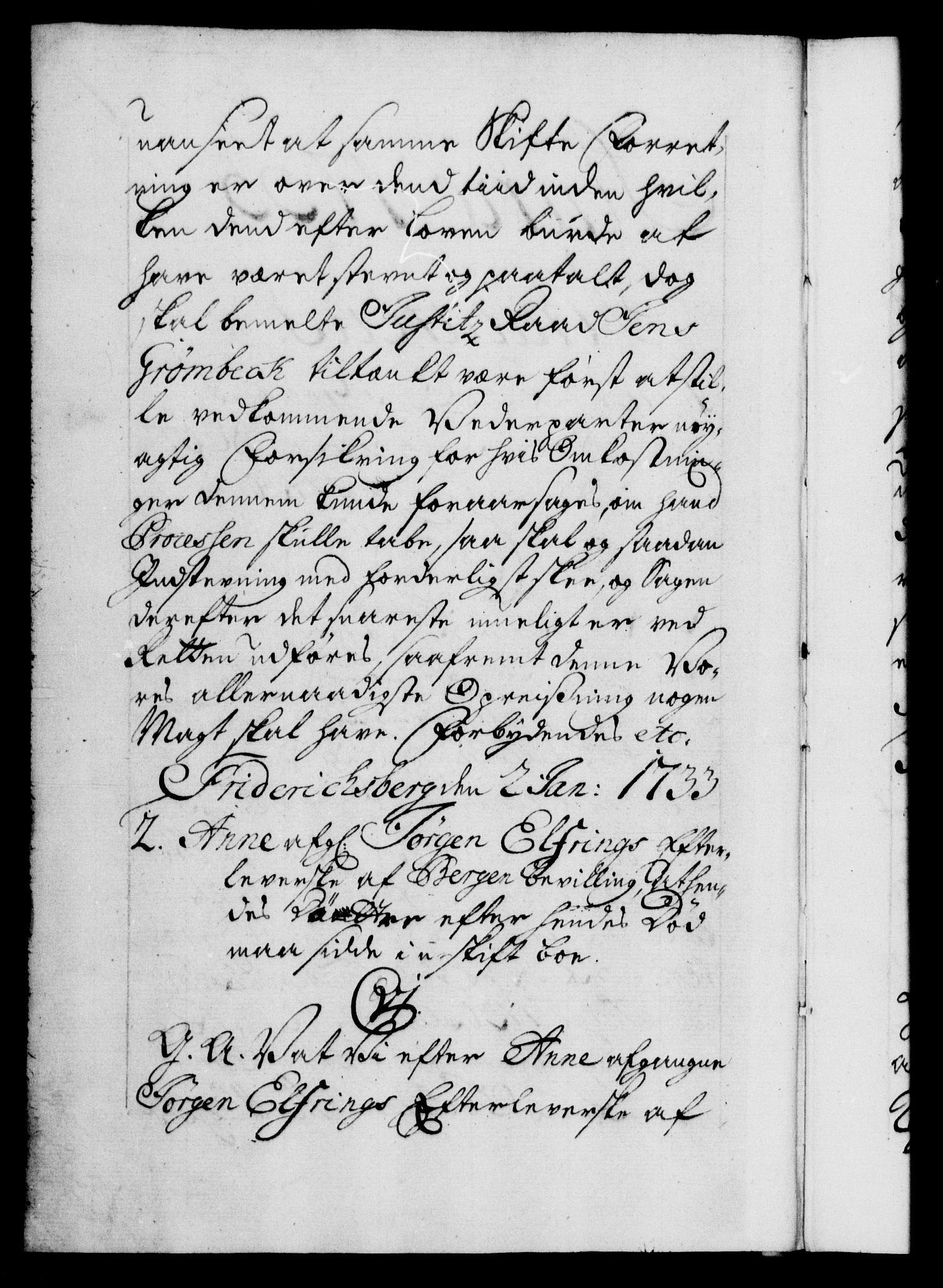 Danske Kanselli 1572-1799, AV/RA-EA-3023/F/Fc/Fca/Fcaa/L0028: Norske registre, 1733-1734, p. 1b