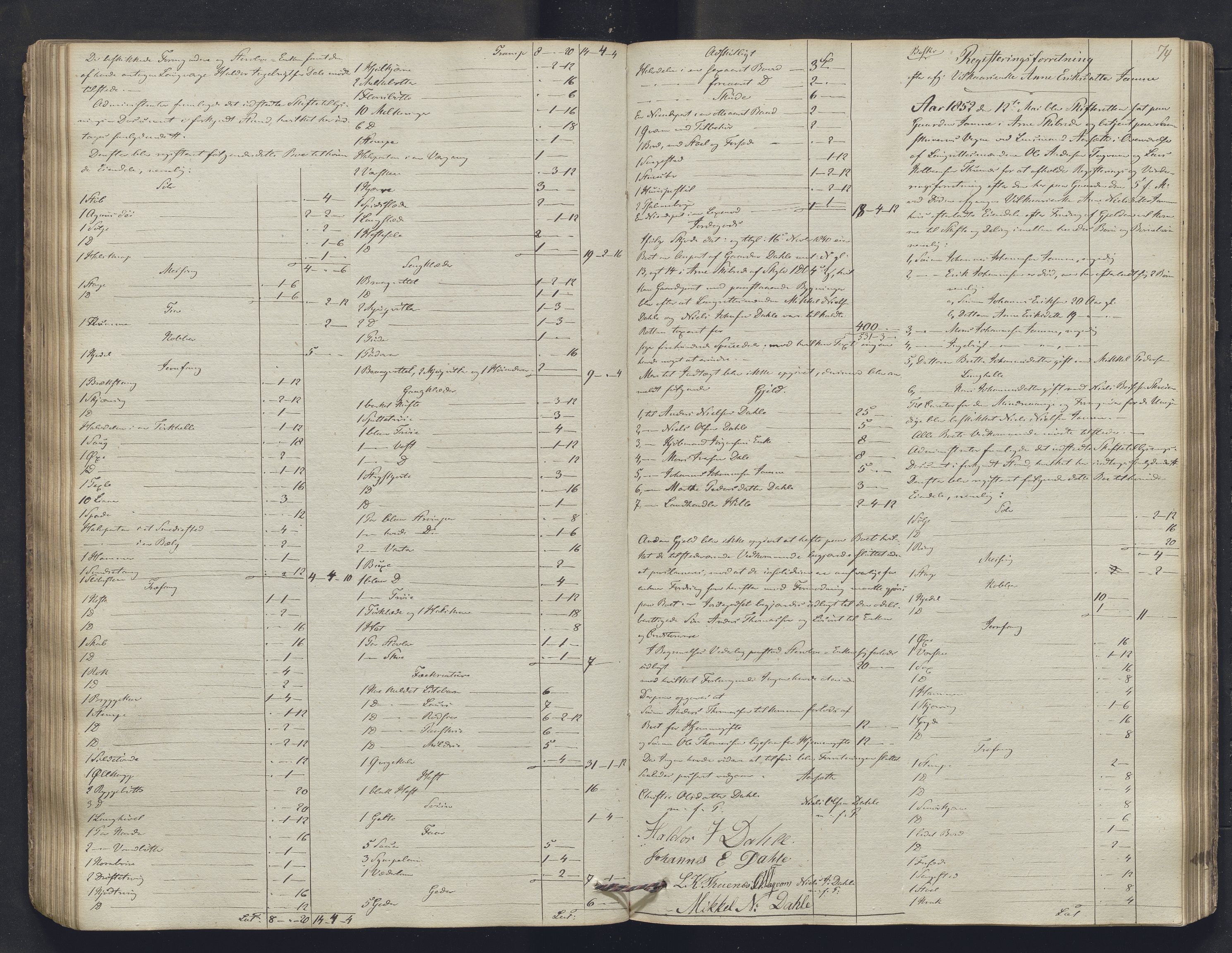 Nordhordland sorenskrivar, SAB/A-2901/1/H/Hb/L0004: Registreringsprotokollar, 1846-1852, p. 74